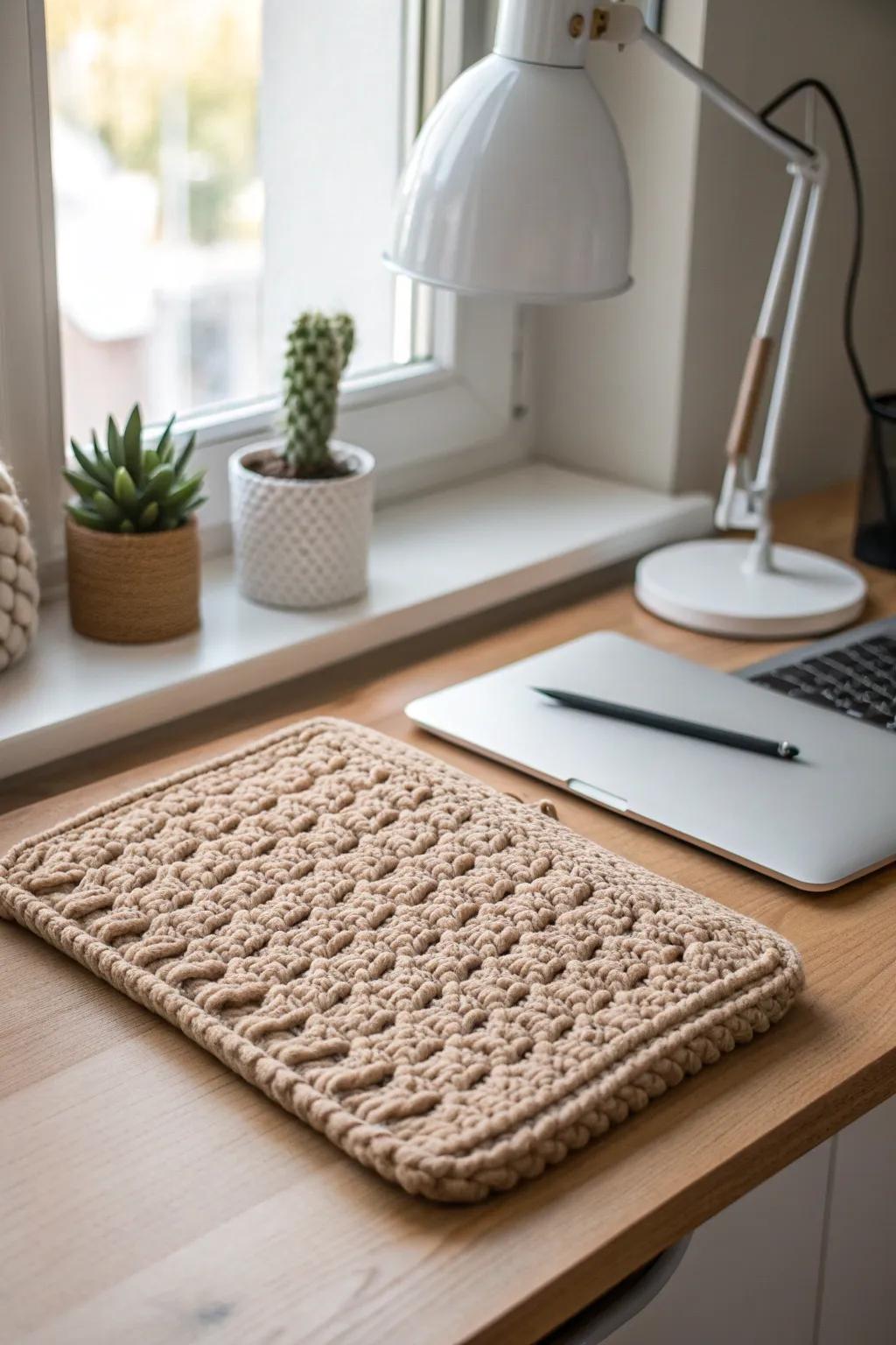 Add a personal touch to dad's tech with this beautifully crafted crochet laptop sleeve.