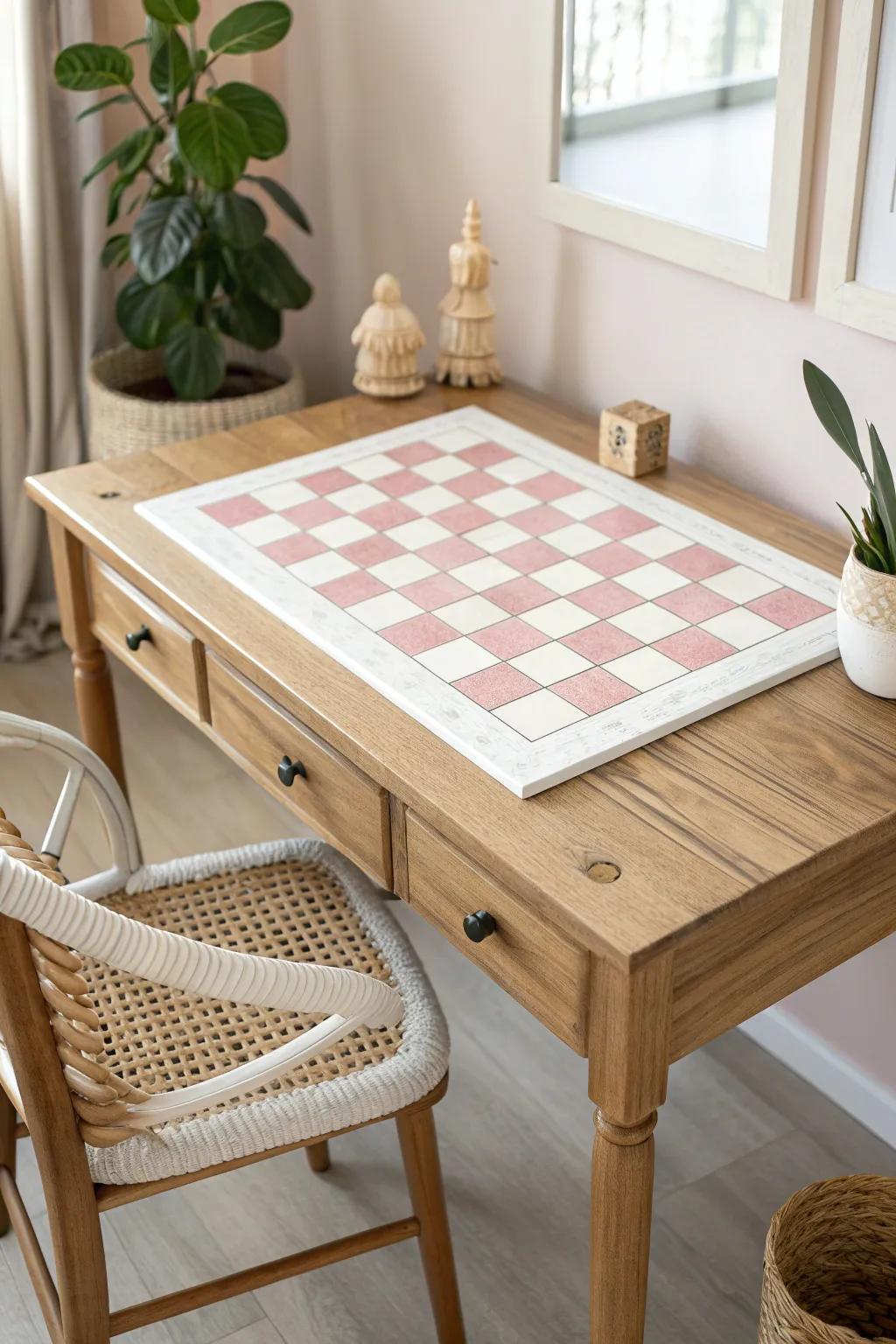 Elevate your workspace with a chic checkerboard twist - where minimalist design meets playful elegance.