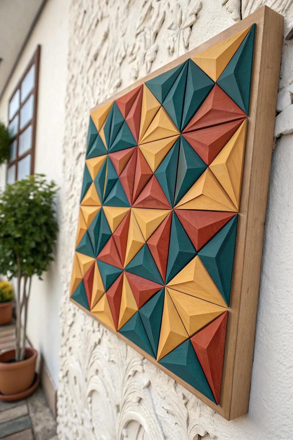 Elevate your space with DIY 3D wall art that combines bold colors and minimalist design for a touch of artistic flair.