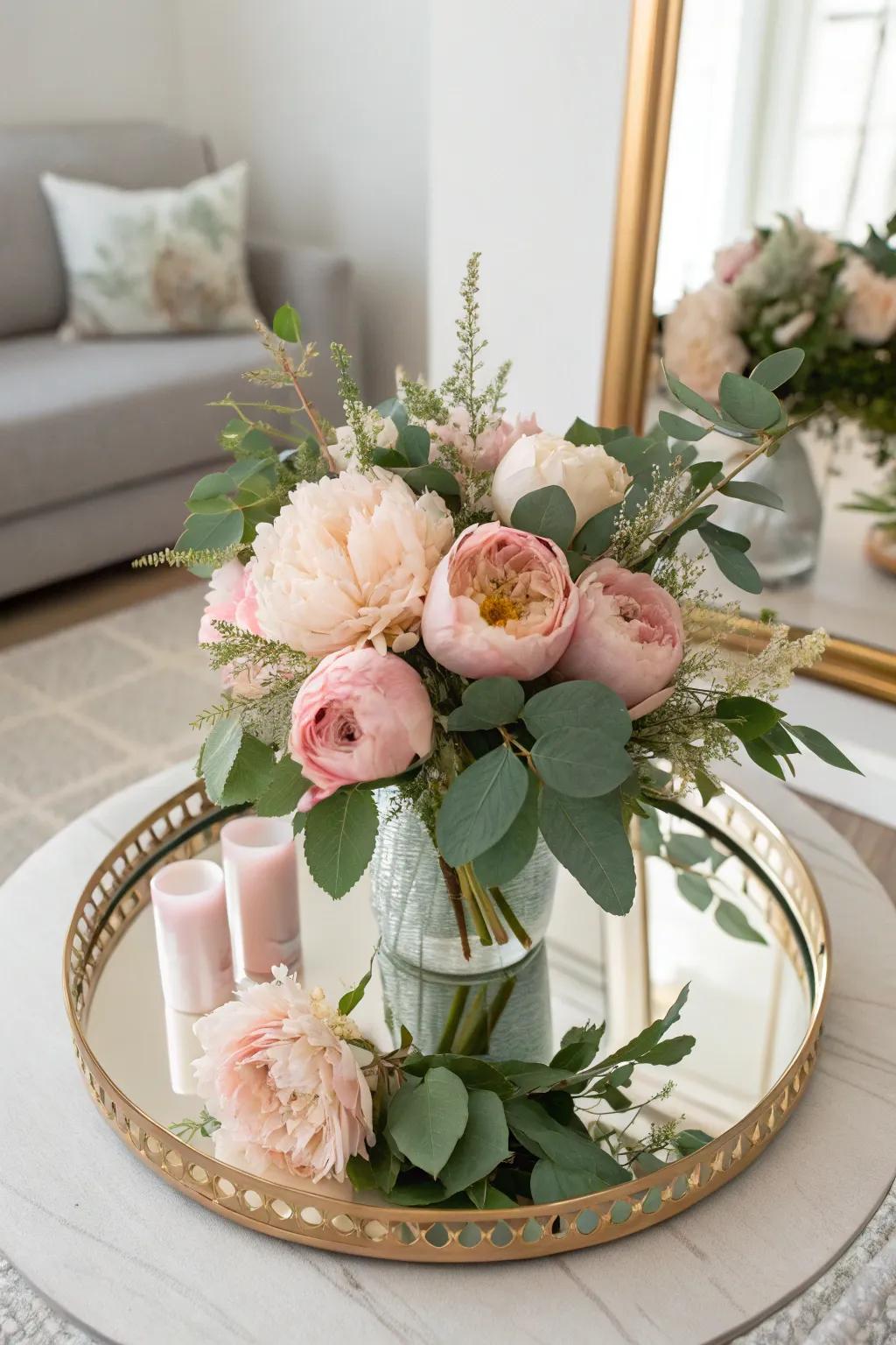 Reflect elegance with this stunning mirrored centerpiece, perfect for a 60th birthday celebration.
