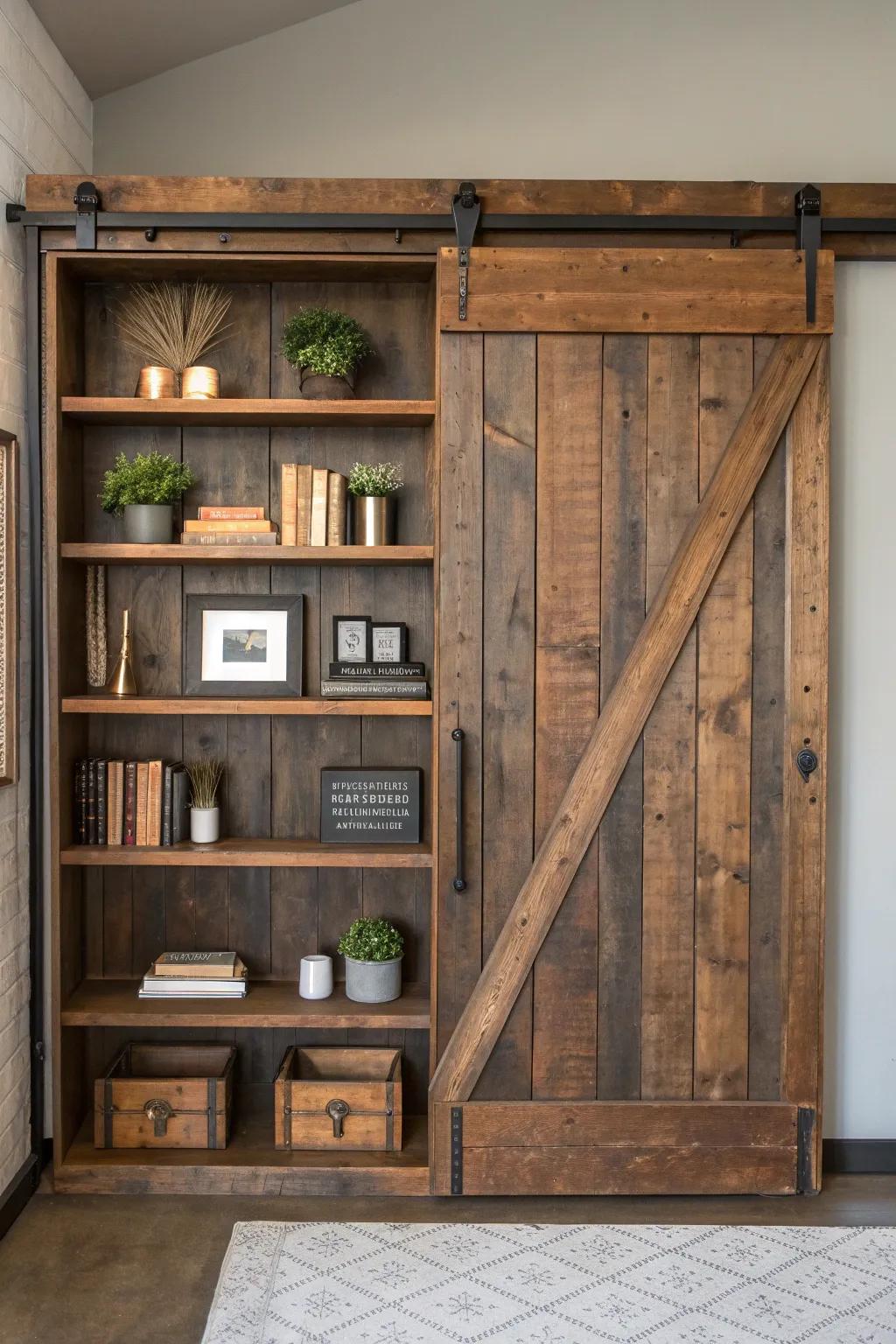 Elevate your space with a barn door that doubles as functional art.