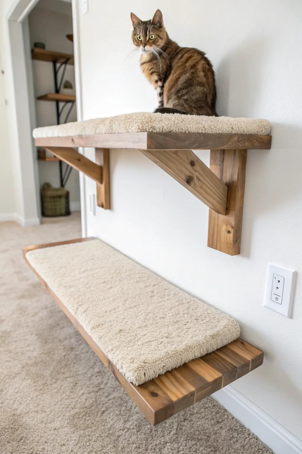 Elevate your space with a minimalist DIY cat shelf that blends natural beauty with functional design.