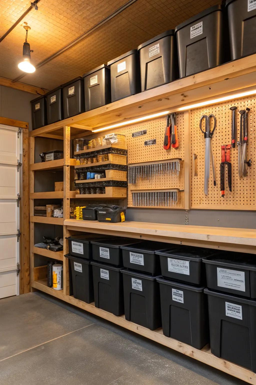 Craft your perfect garage with a mix and match storage solution that maximizes space and style.