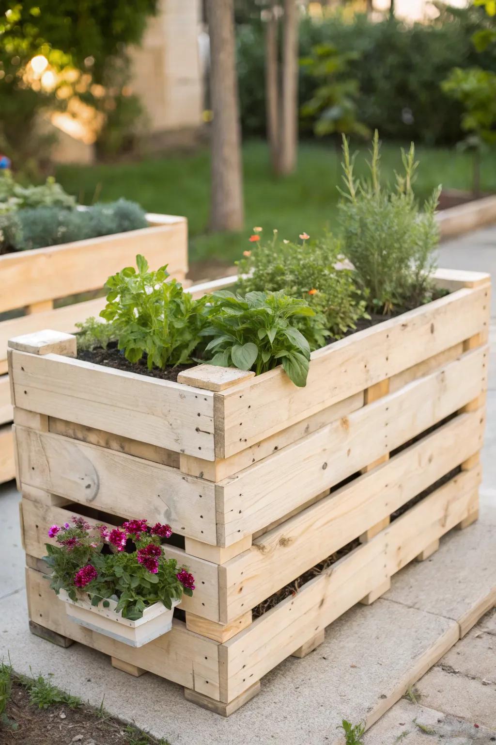 Transform your garden with the elegance of a minimalist pallet planter. 🌿✨ #DIYGarden #ScandiBoho