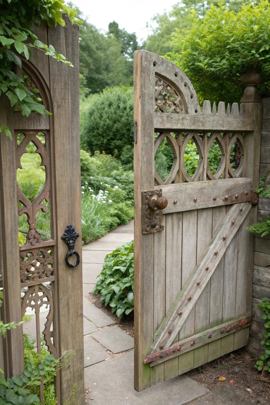 Step into nostalgia with this charming cottage-style garden gate, where craftsmanship meets timeless elegance.