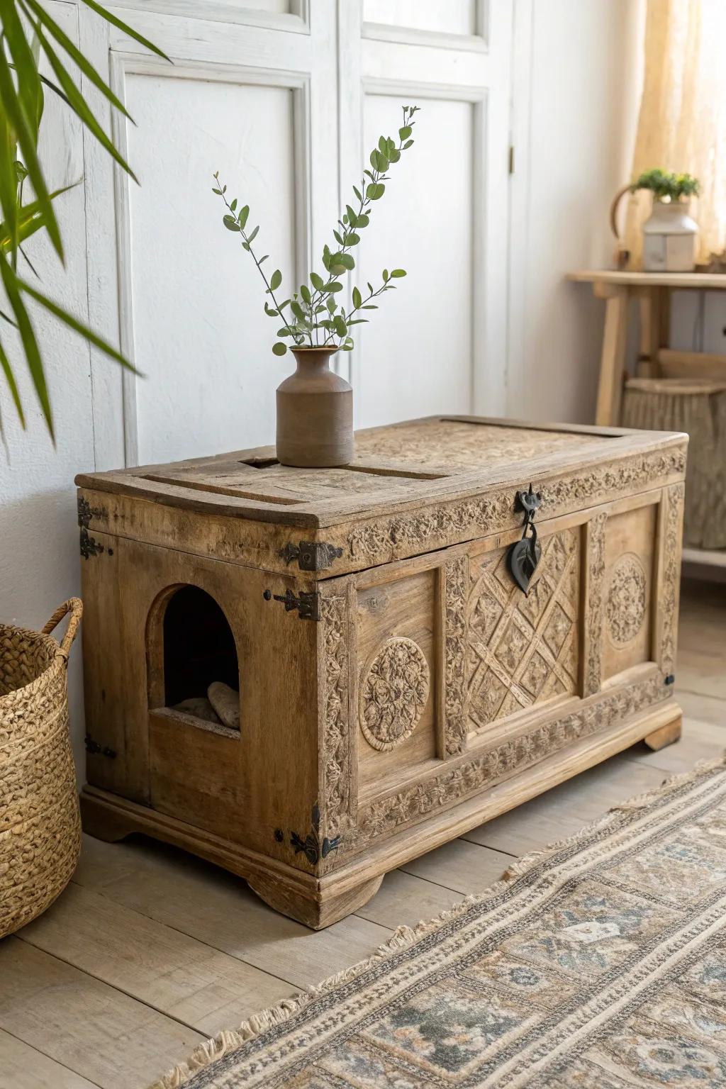 Transform vintage charm into functional elegance with this DIY litter box trunk!