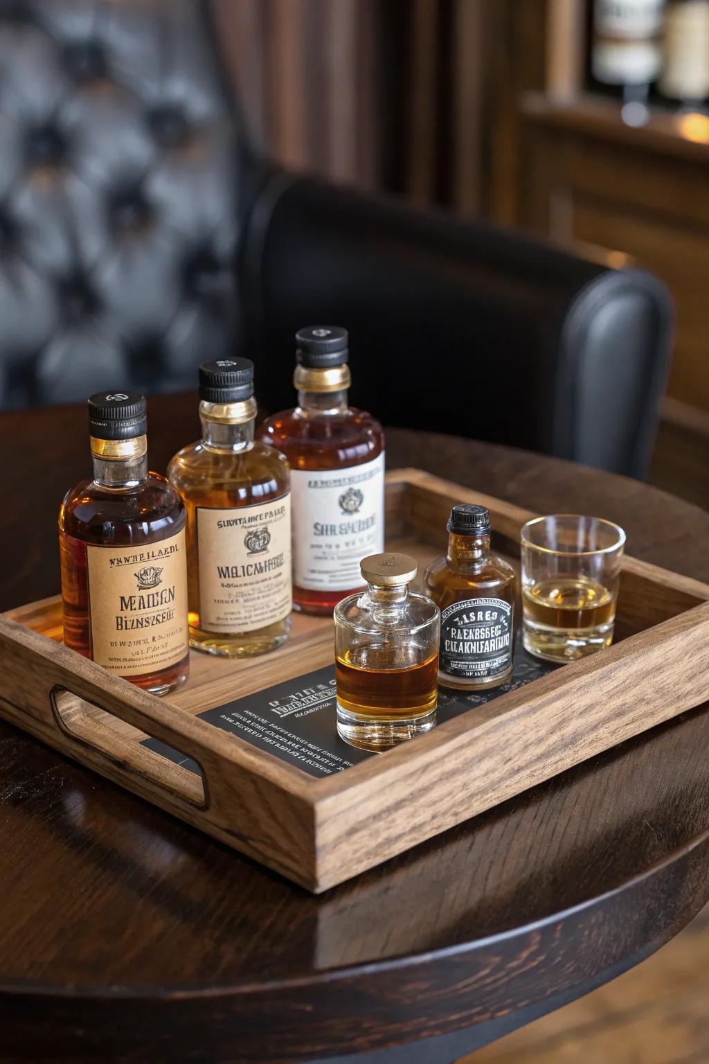 Embark on a flavorful journey with a handcrafted whiskey tasting flight.