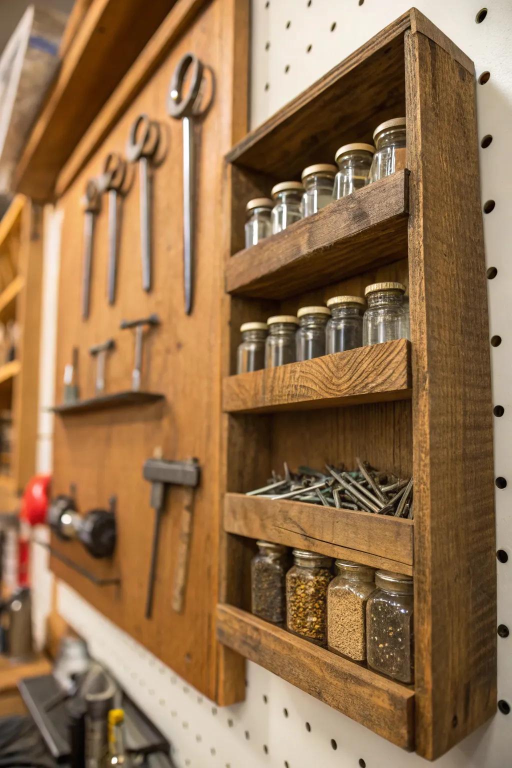Reinvent your workspace with a touch of craftsmanship: the perfect DIY screw storage solution.