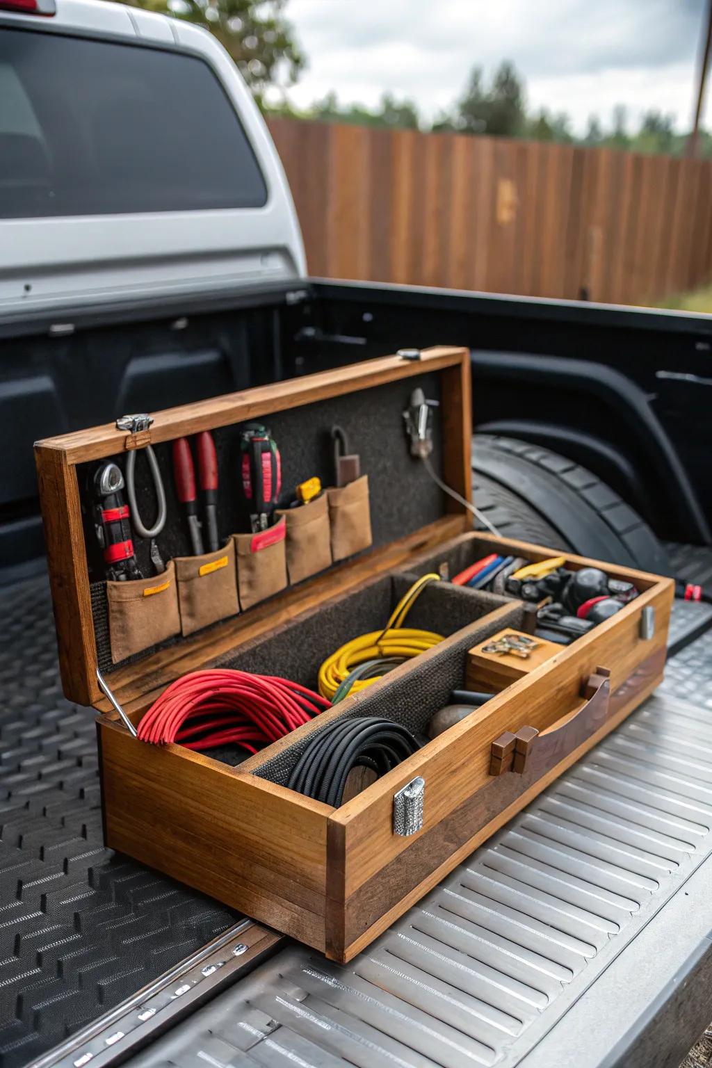 Master the art of organization with Velcro straps – the ultimate DIY tool box hack for your truck.