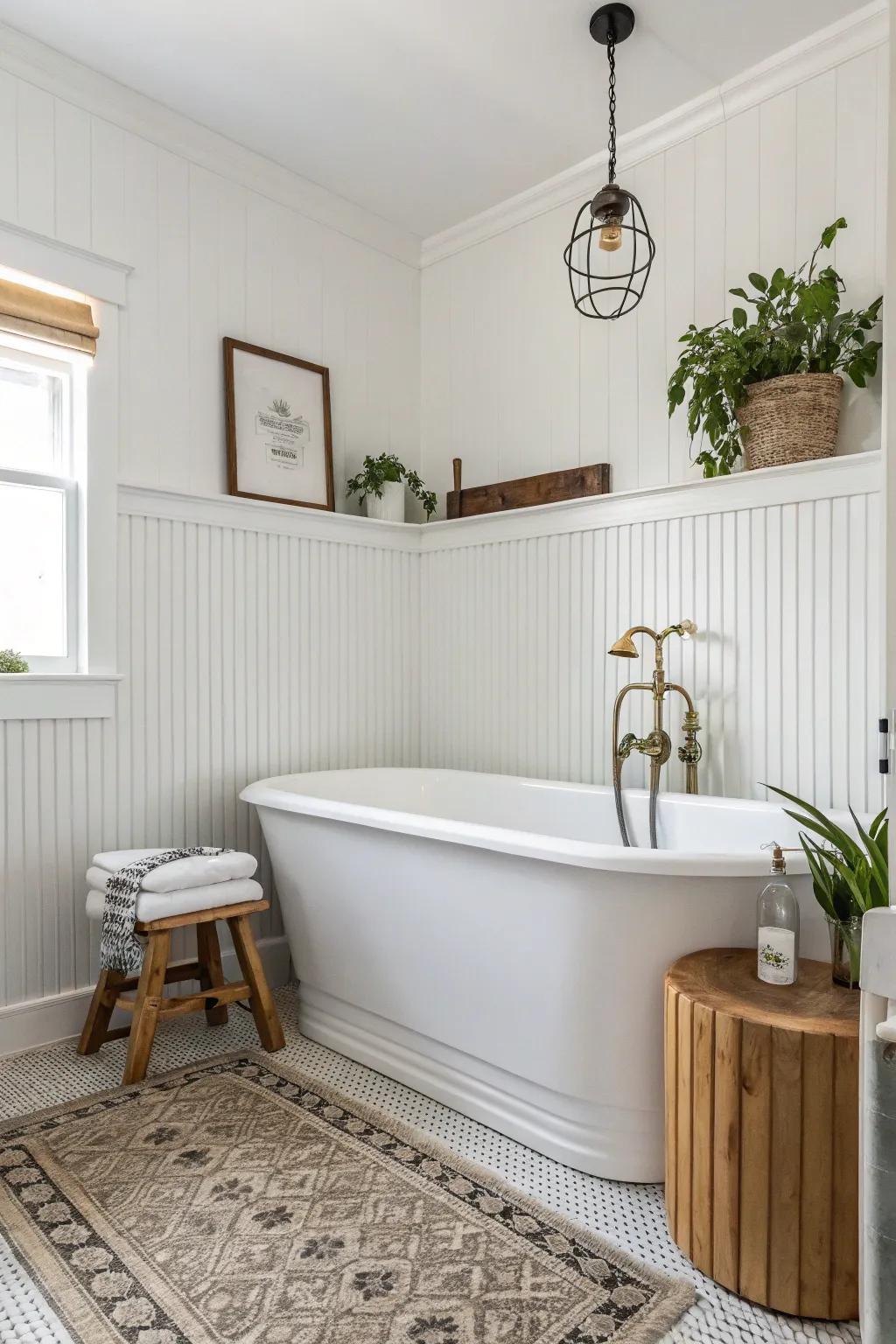 Transform your bathroom into a serene sanctuary with elegant beadboard wainscoting.