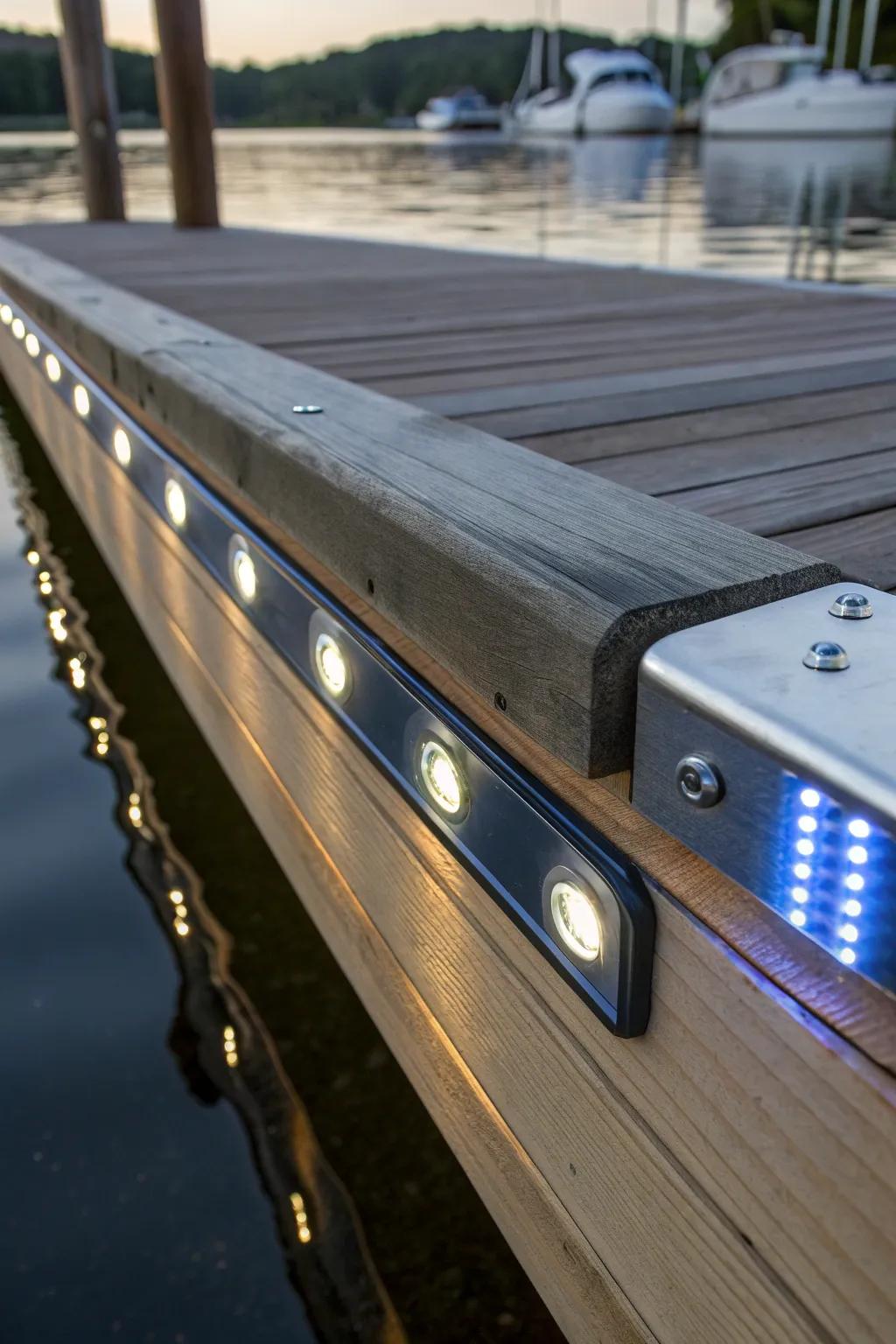 Illuminate your dock with style: LED-integrated bumper strips for a touch of magic and protection.