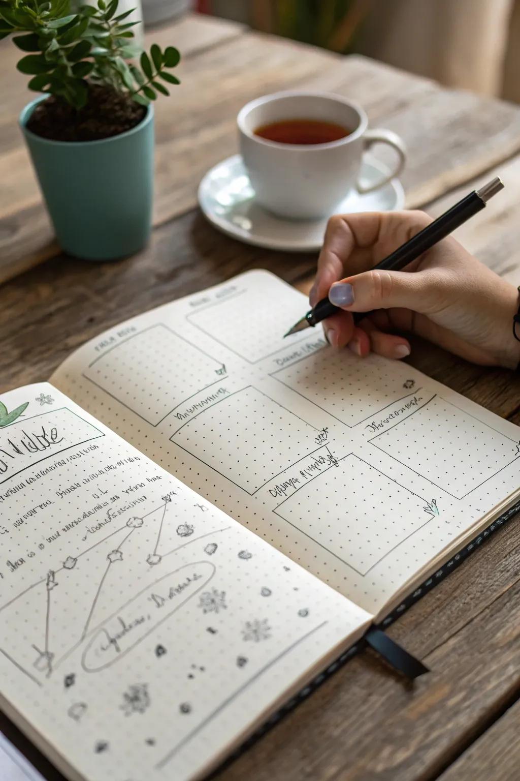 Unleash your creativity in style with a dotted notebook – your personal brainstorming hub.