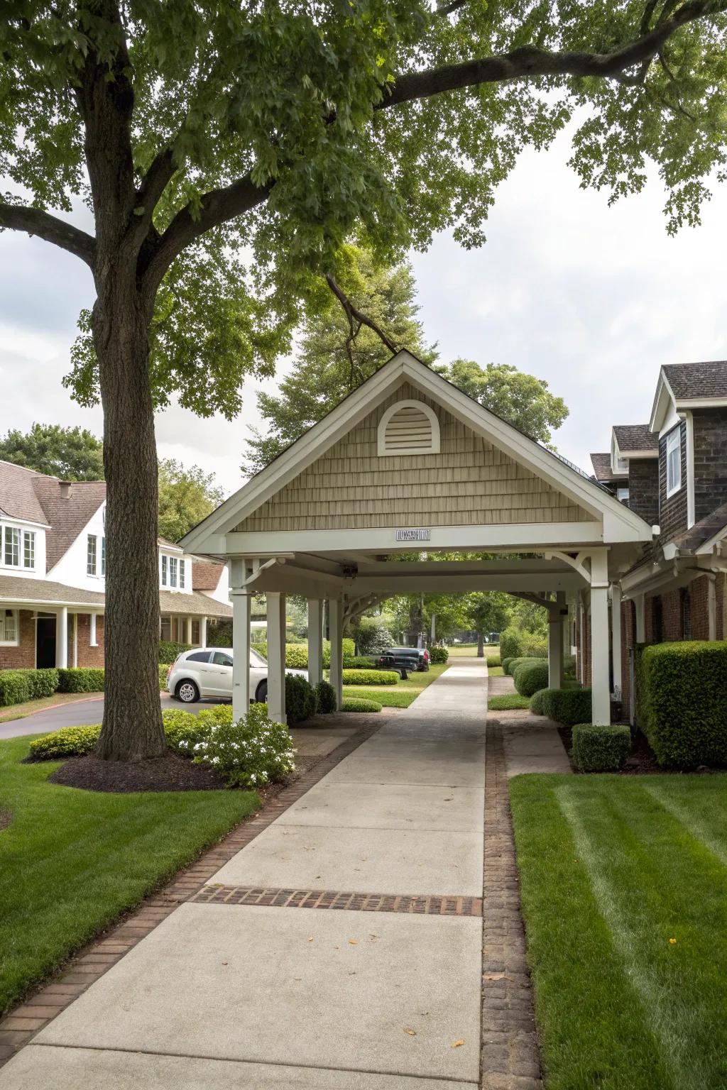 A timeless carport design with a practical gabled roof.
