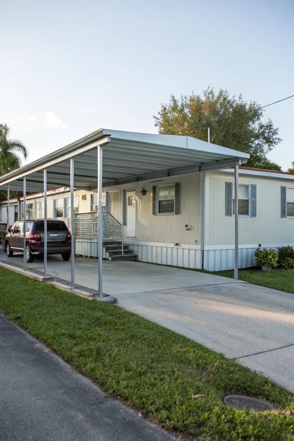 A minimalist metal carport that exudes elegance and simplicity.