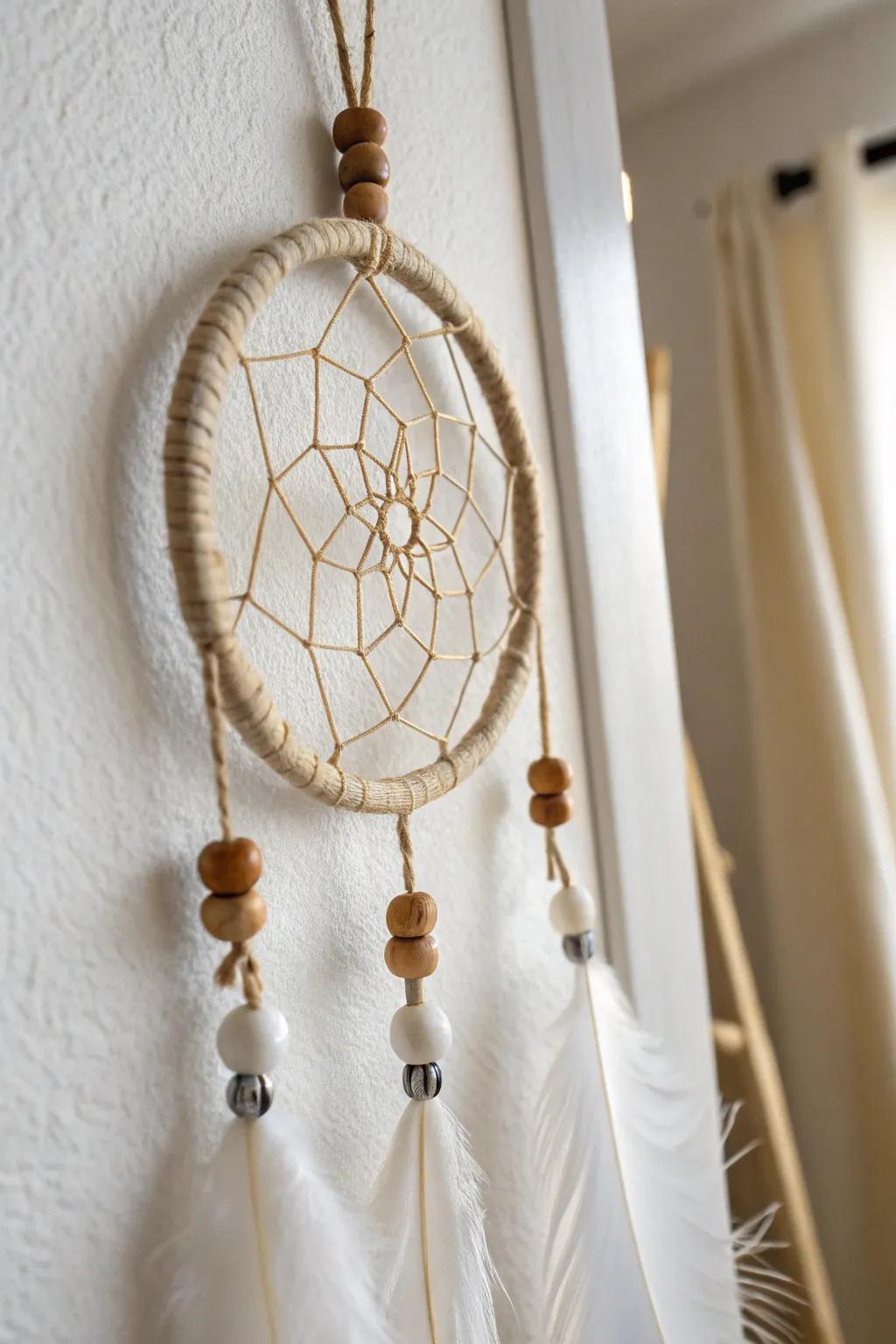 Embrace serene simplicity with this minimalist dream catcher, a subtle statement of elegance and natural beauty.