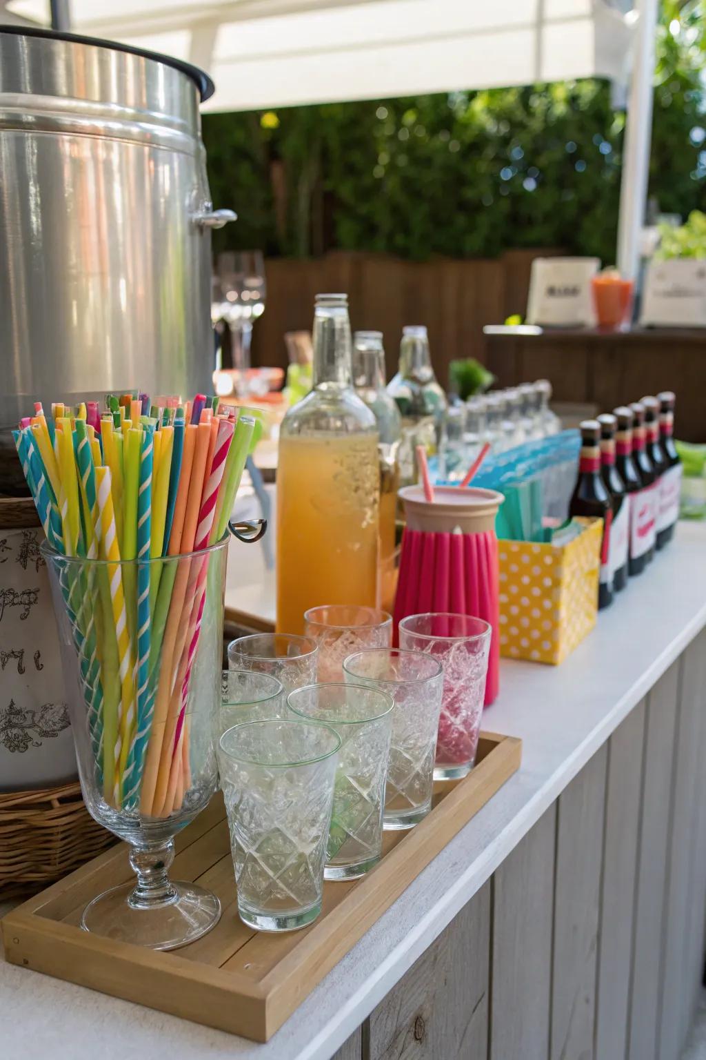 Decorative glassware adds an elegant touch to your drinks station.