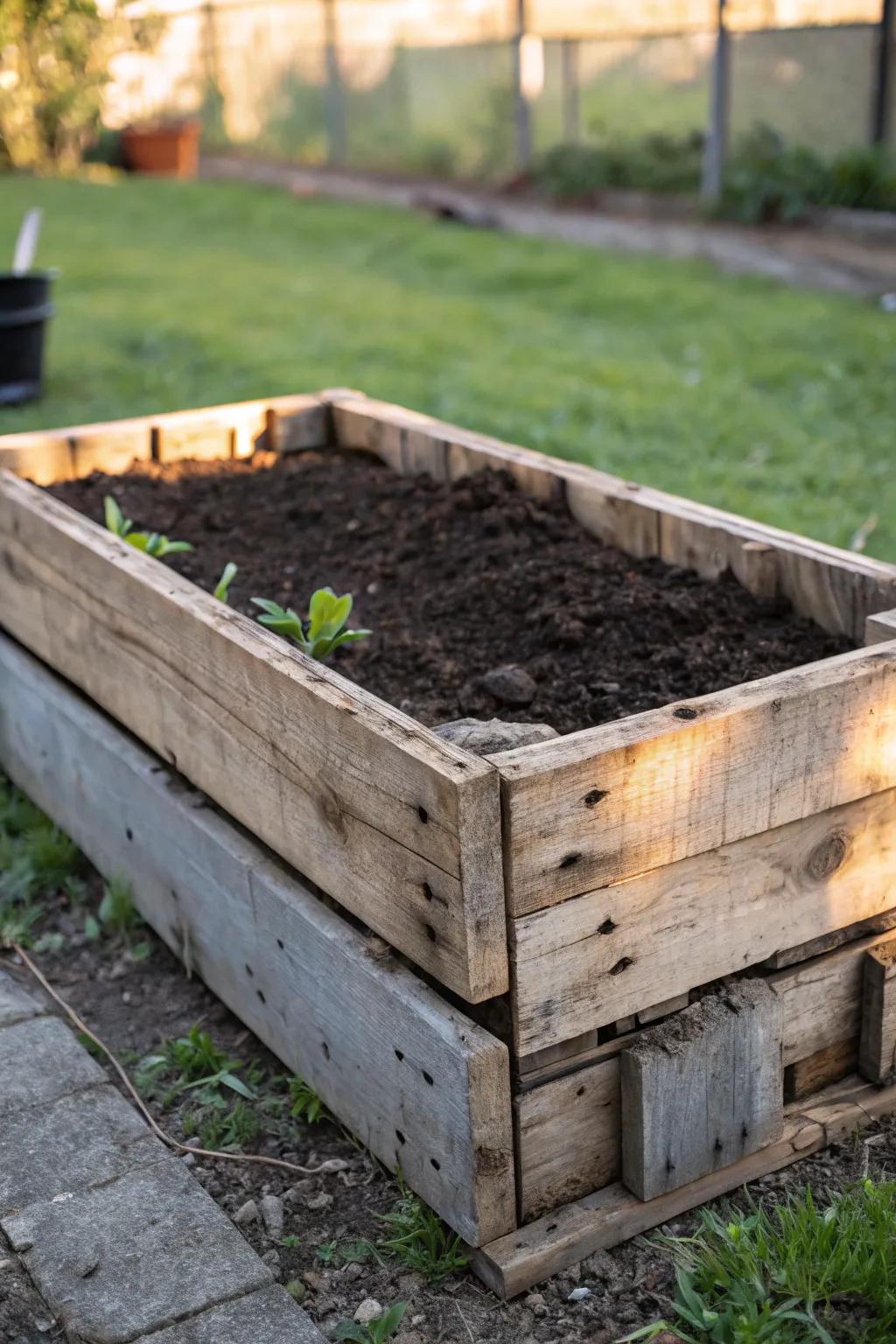 Embrace the rustic charm of a pallet garden bed—where simplicity meets nature.