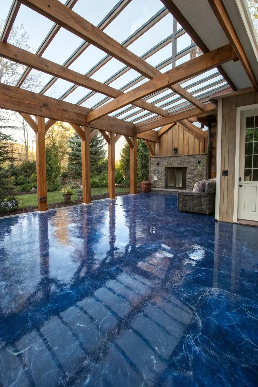 Transform your space with a seamless indoor-outdoor epoxy patio oasis.