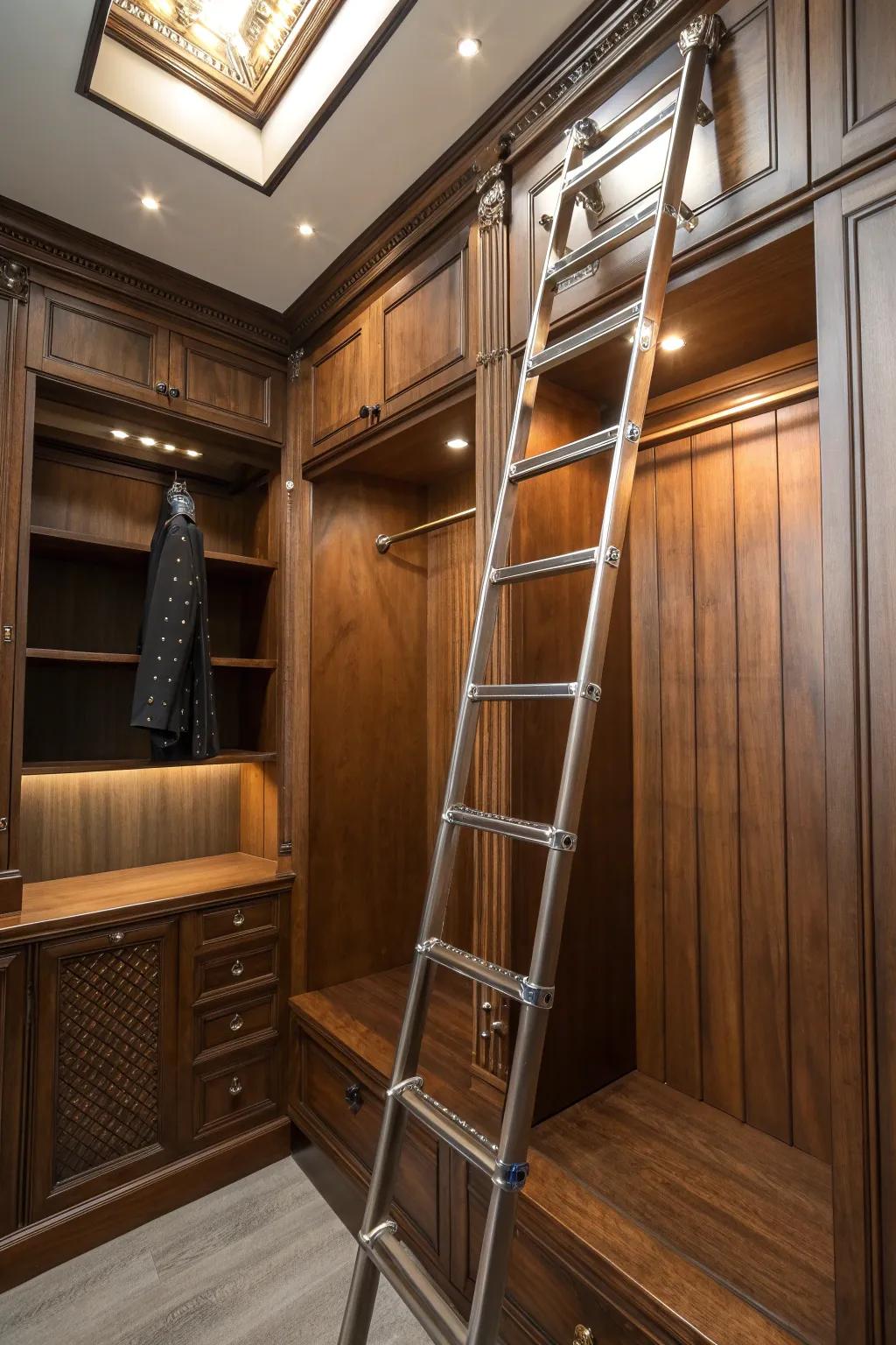 Elevate your storage game with this seamless ladder solution.