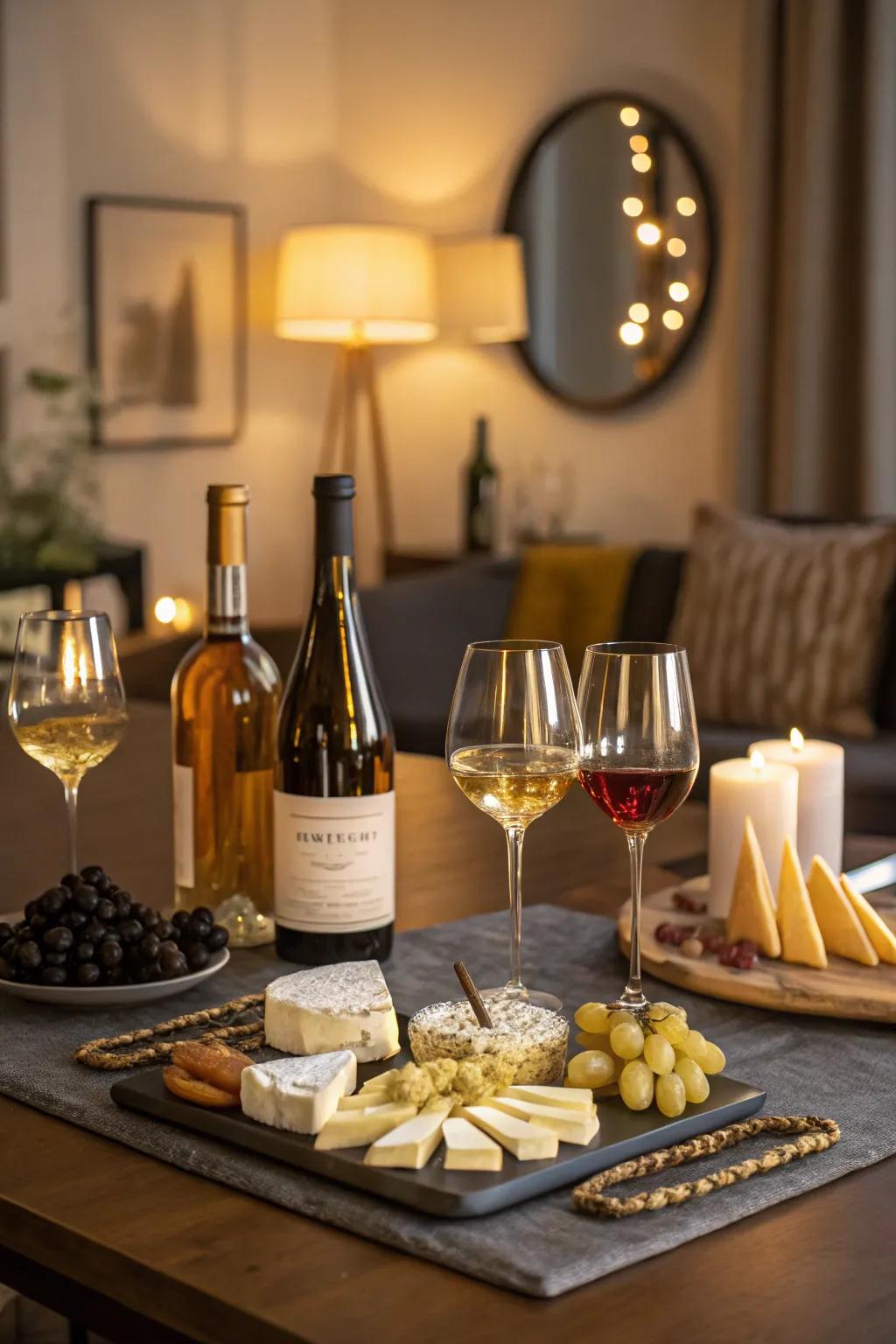 Indulge in a home wine tasting for a refined date night.