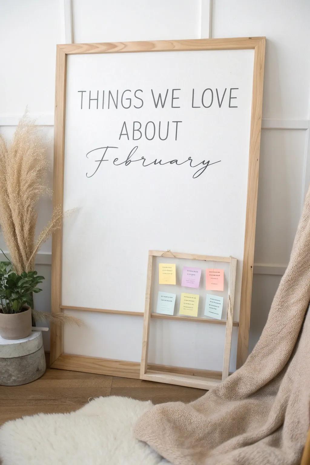 Create a community of warmth and love this February with an interactive whiteboard that invites everyone to share their favorite things about the month. 🌿✨