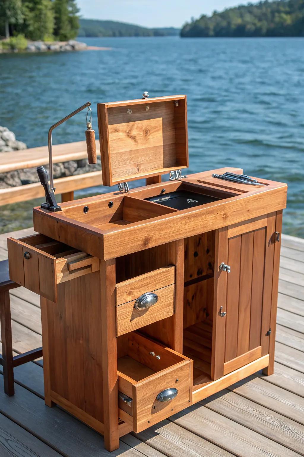 Elevate your fishing experience with a custom-built fish cleaning station that's as practical as it is beautiful.