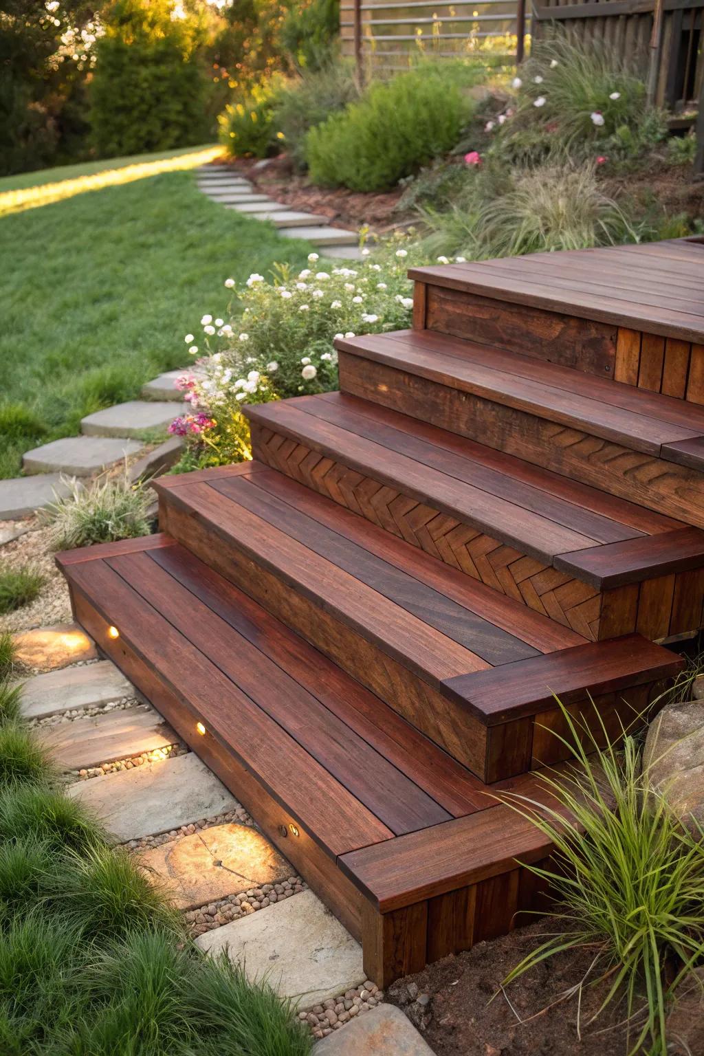 Embark on a playful journey with these elegantly crafted staggered steps.