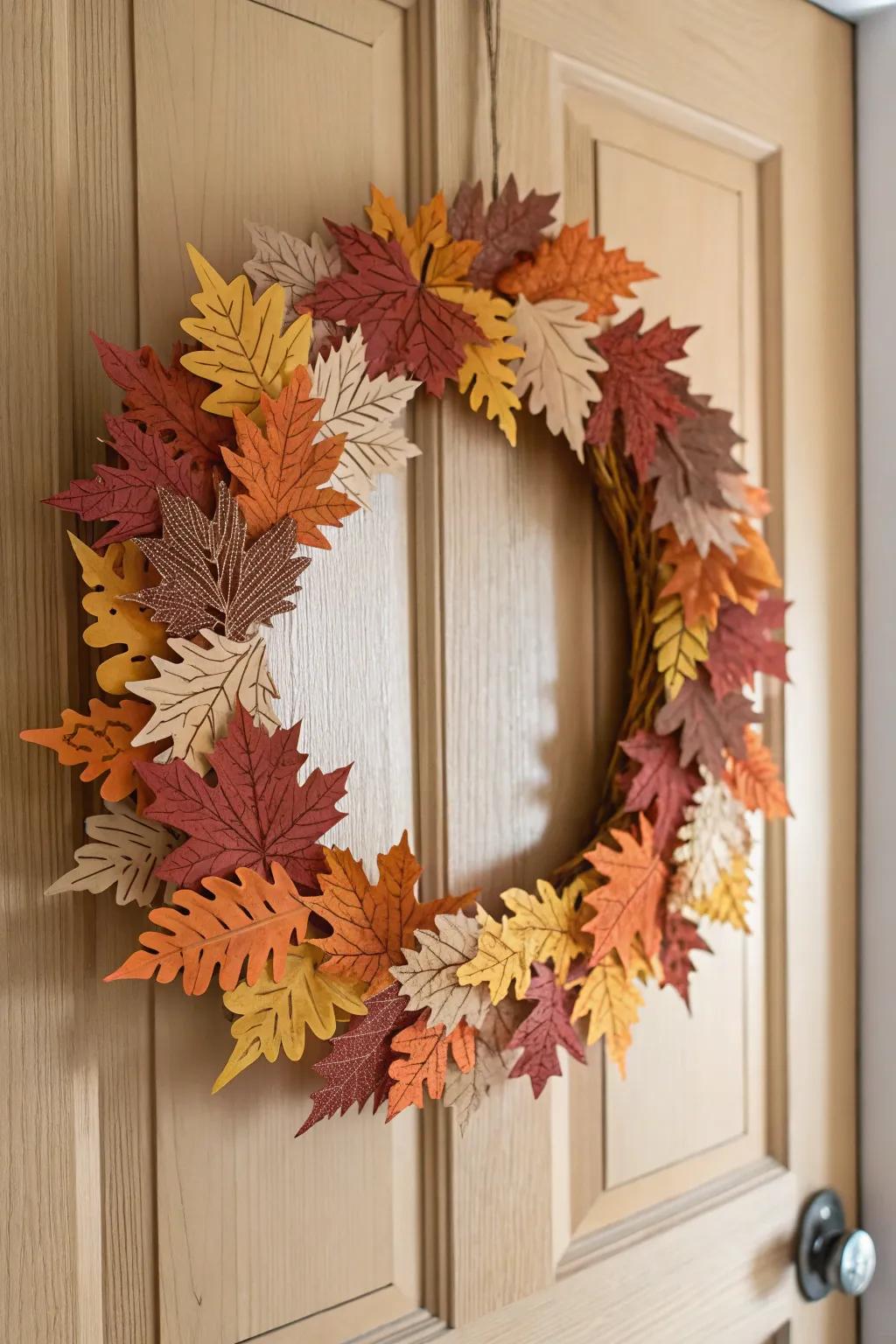 Elevate your entrance with a handcrafted paper wreath that celebrates the beauty of each season. 🍂✨