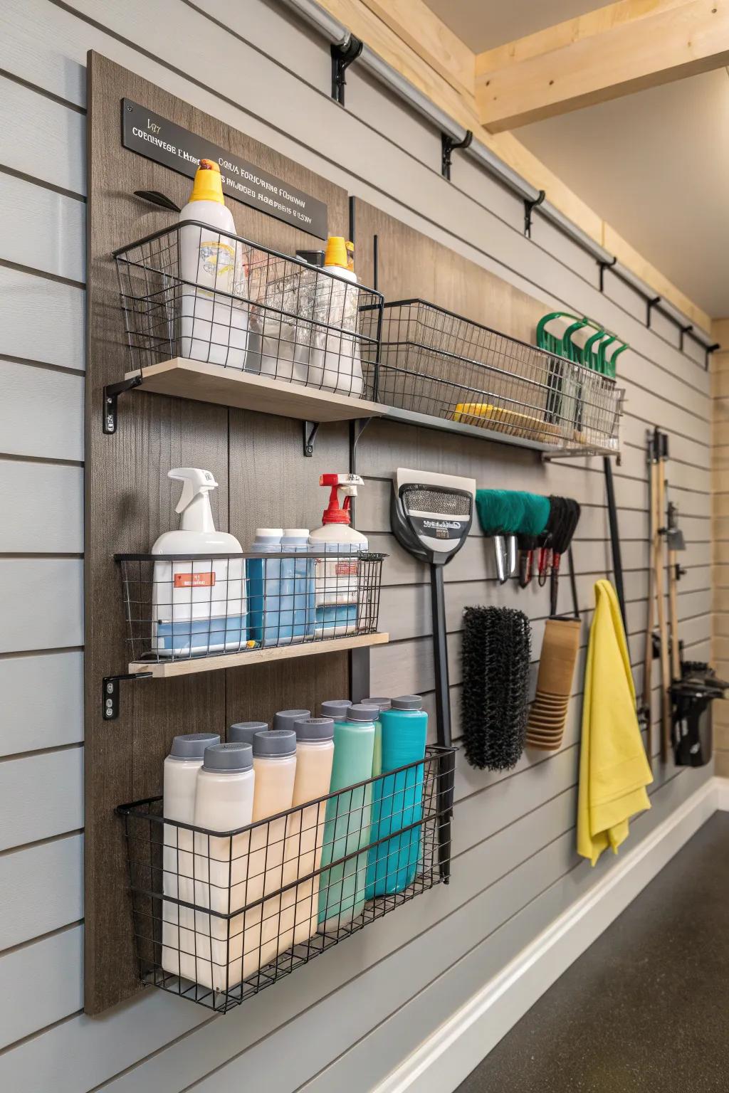 Transform your garage into a haven of order with a slatwall utility station that brings style to functionality.
