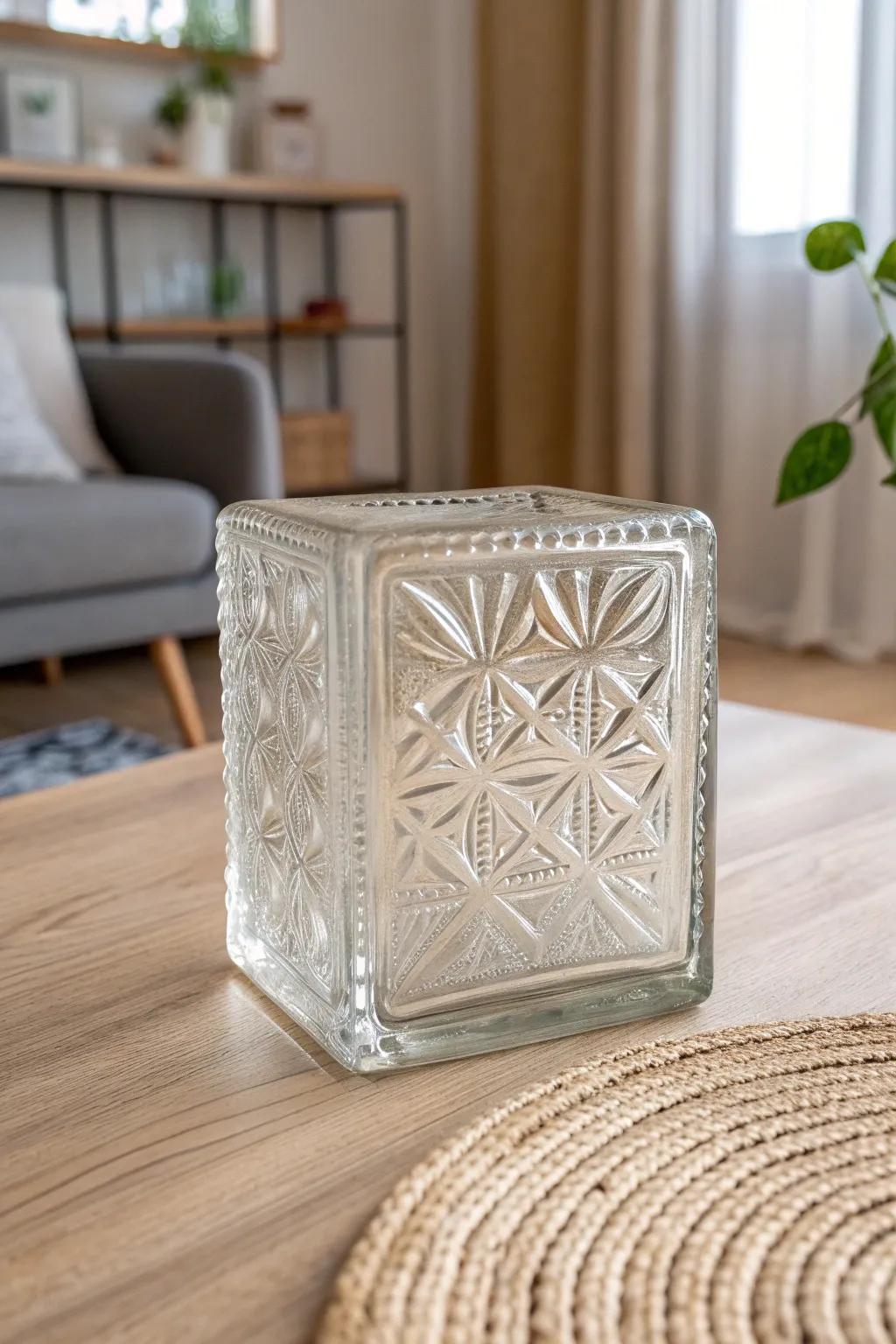 Discover the art of etching: Transform glass blocks into stunning DIY crafts with minimalist patterns and a Boho twist.