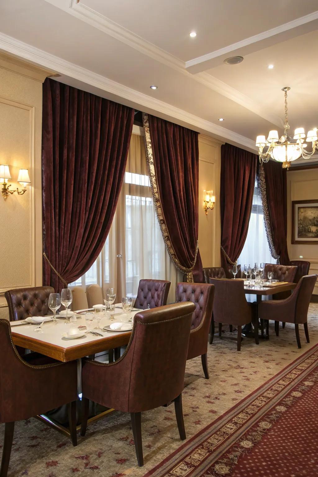 Rich textures that elevate the dining room's visual and tactile appeal.