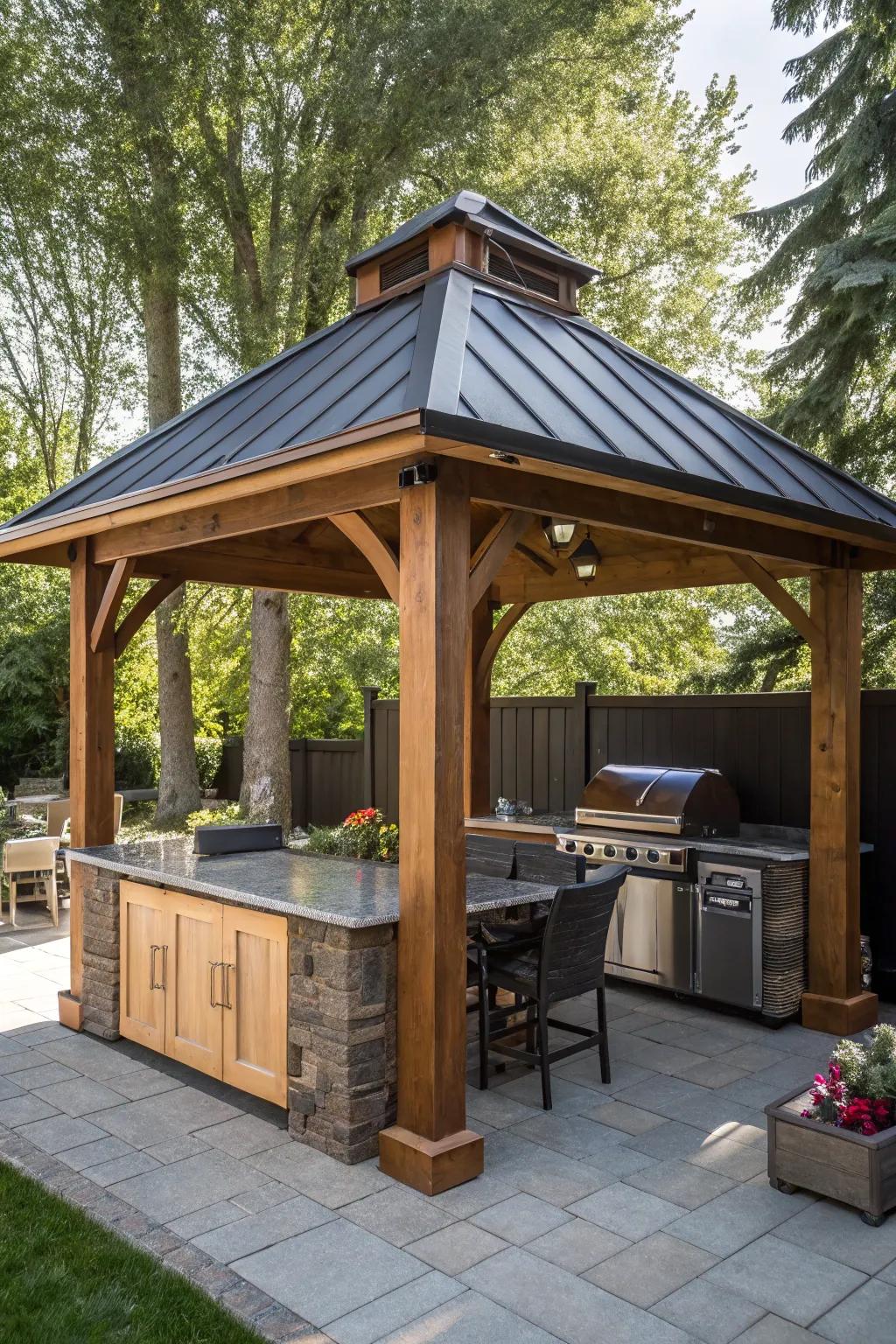 Elevate your grilling experience with a hardtop gazebo. Perfect blend of style and durability.