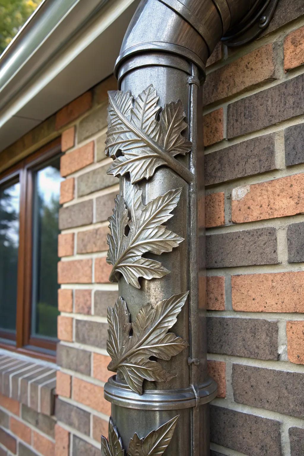 Transform function into art with a sculptural leaf-inspired downspout.