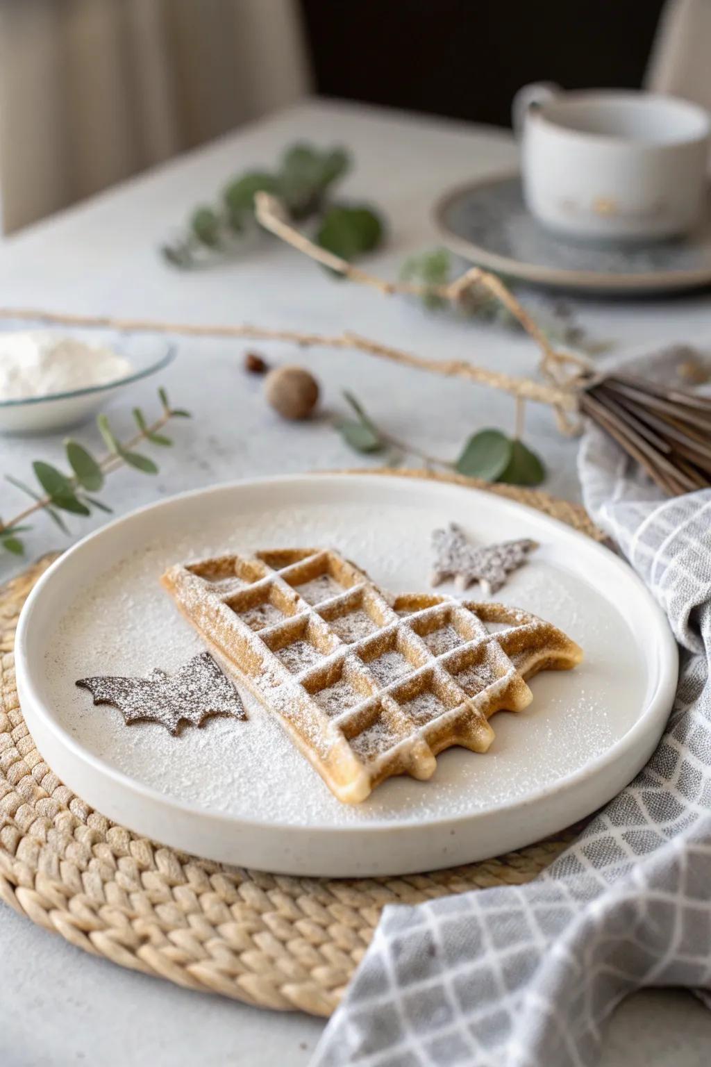 Delight in the simplicity of Batty Waffle Bites, where Halloween meets Scandinavian elegance.