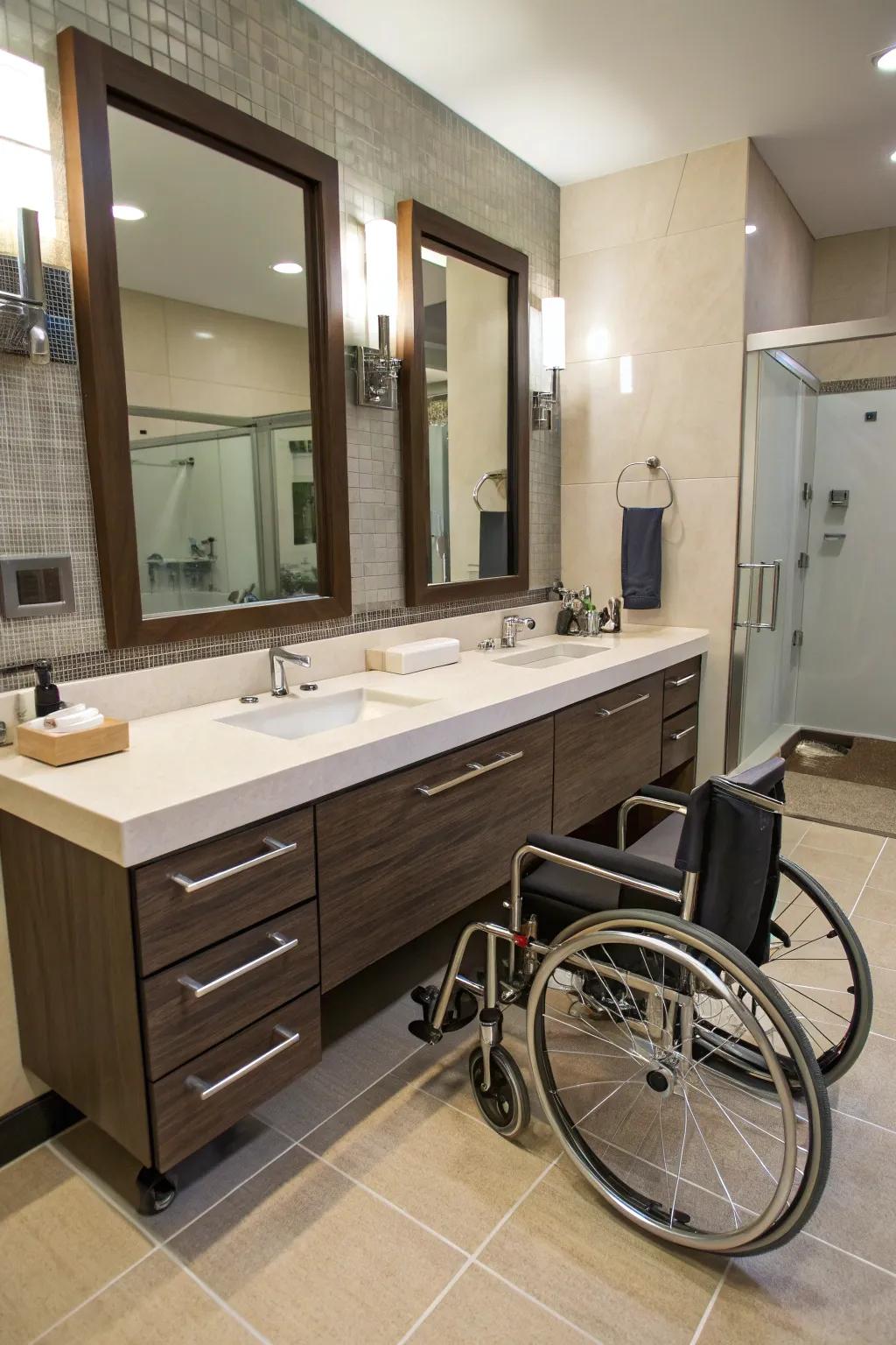 An accessible vanity that harmonizes with bathroom decor.