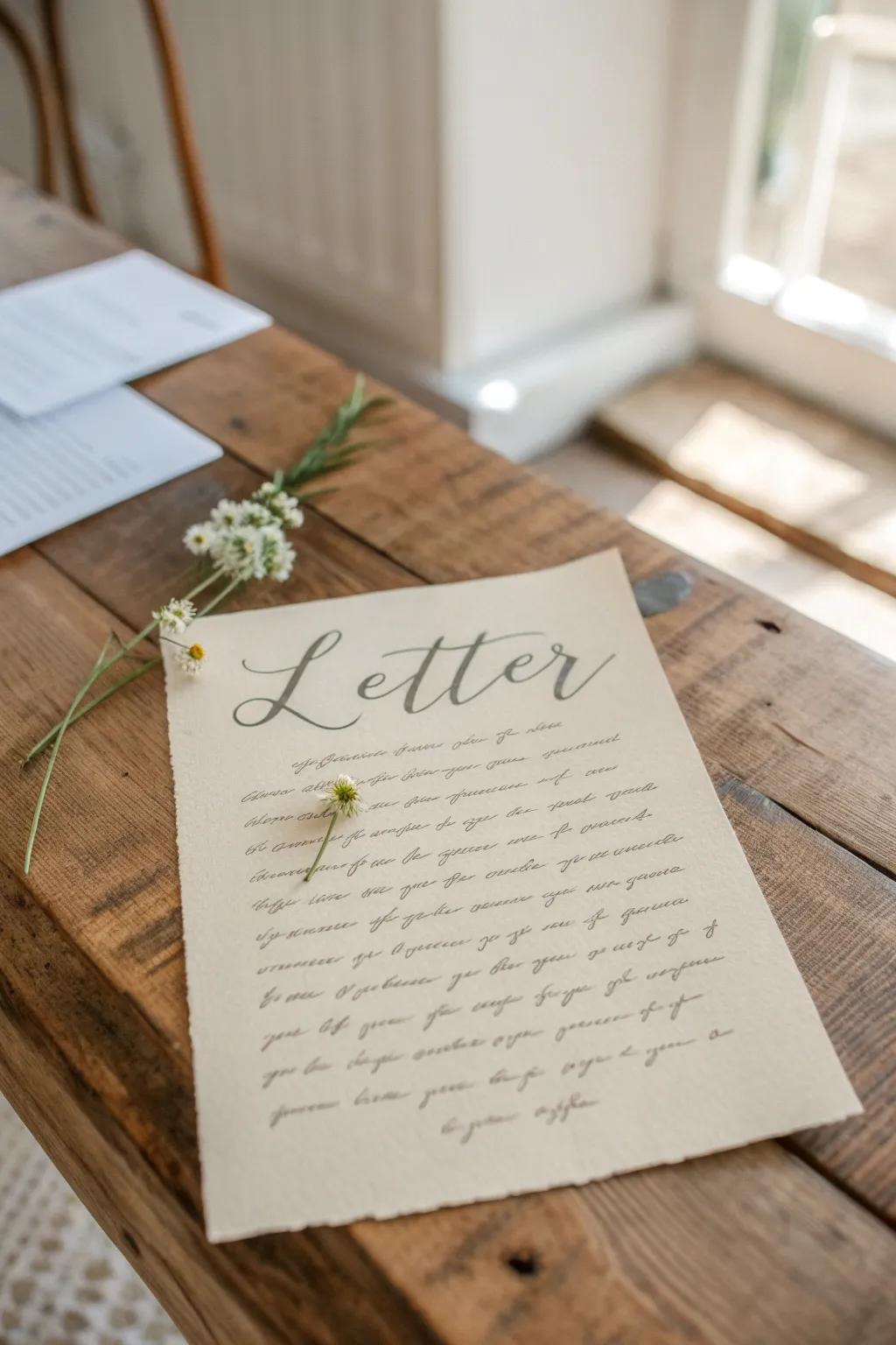 A heartfelt letter of gratitude, beautifully penned to celebrate the love and wisdom of mothers.