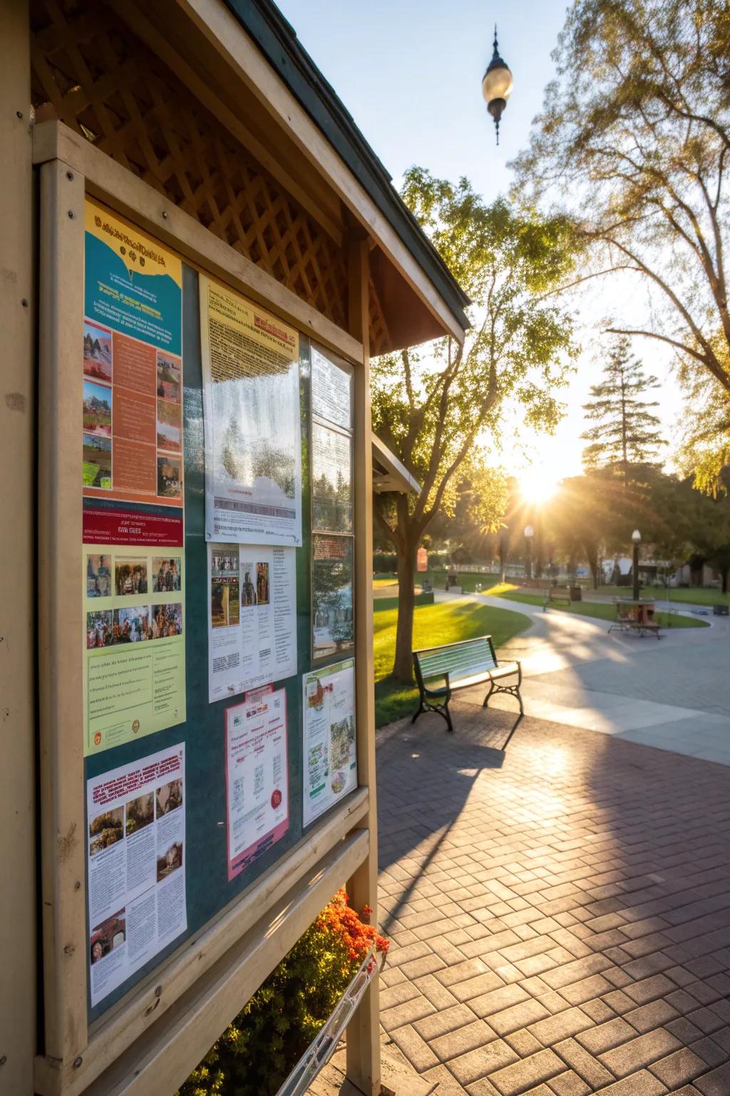 A bulletin board with a special section highlighting upcoming community events.