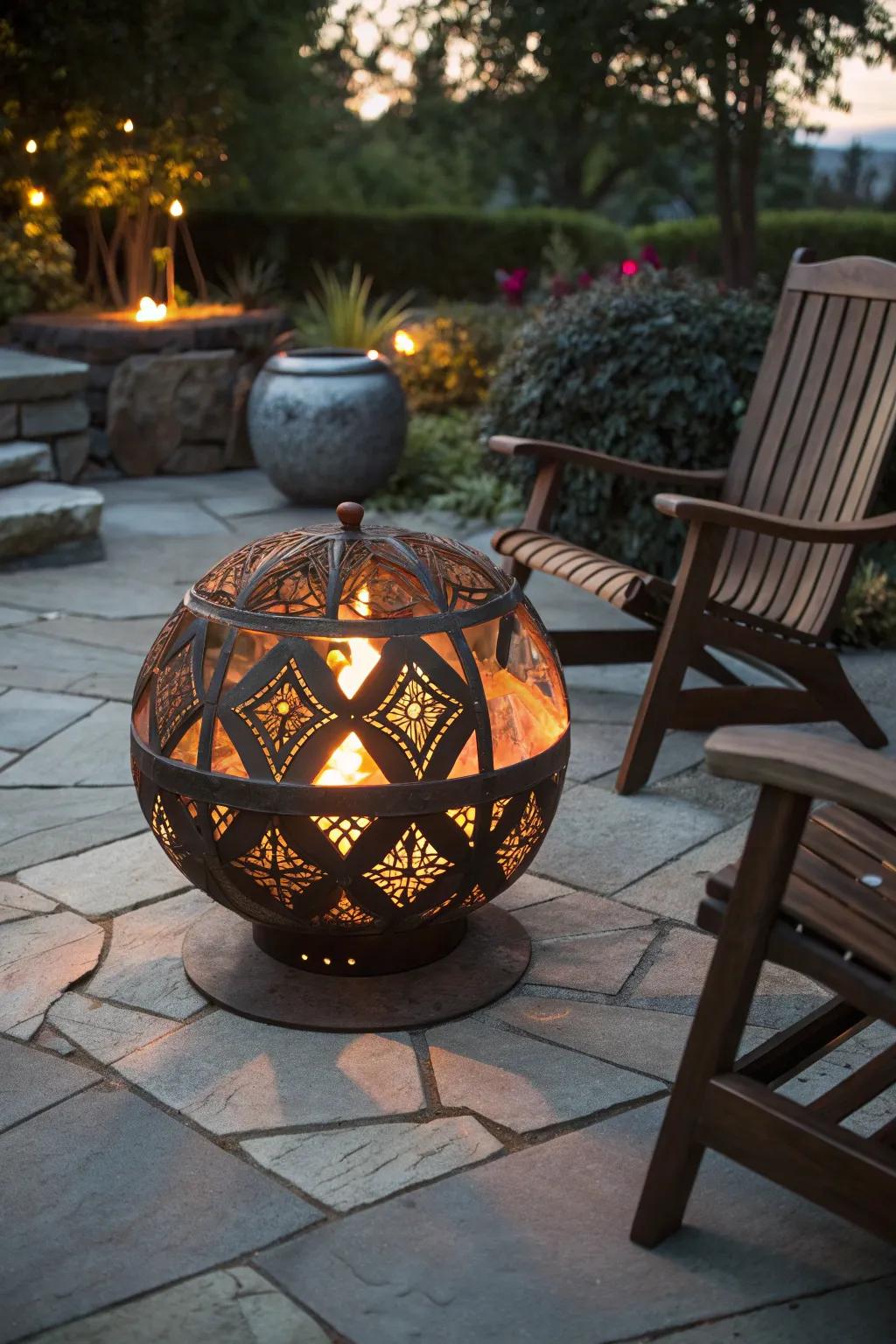 Transform your patio into a cozy retreat with this stunning handcrafted metal fire pit.