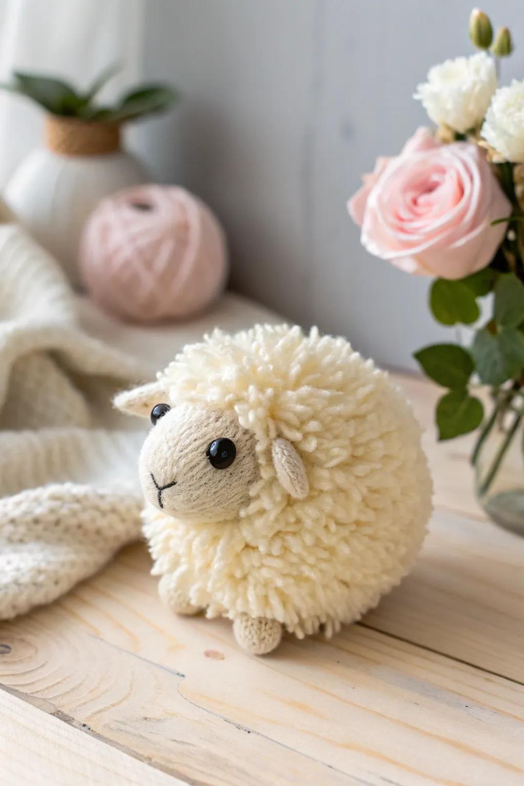 Craft your own cozy sheep with just a few wraps of yarn! 🐑✨ #MinimalistCrafts