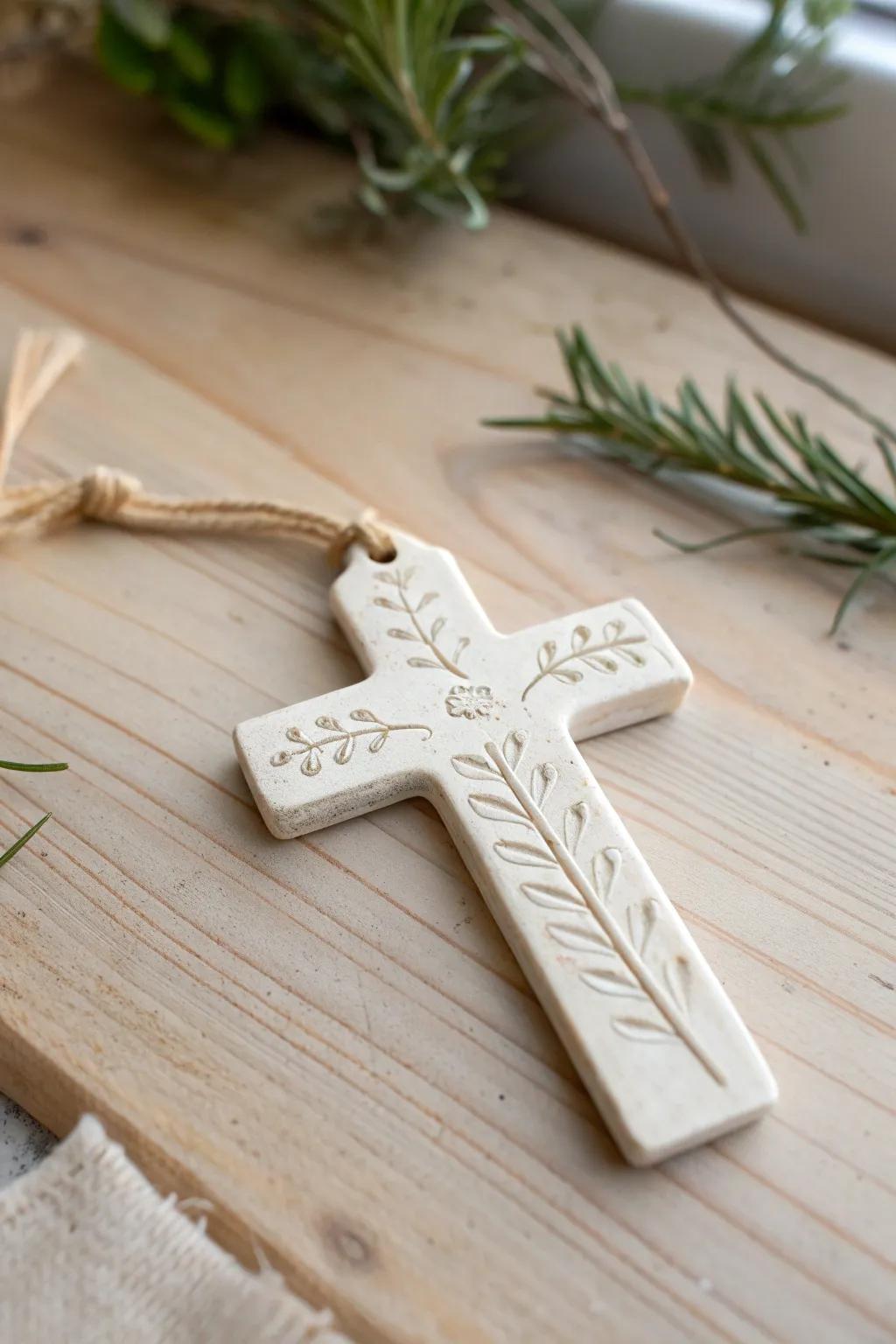 Embrace simplicity and unity with this handcrafted clay cross, a perfect blend of minimalist and boho charm.