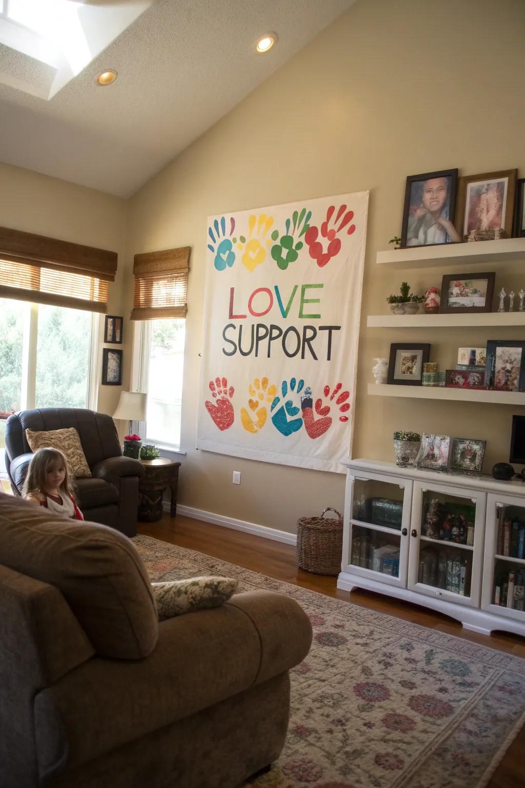 Handprint art captures family hope and unity.