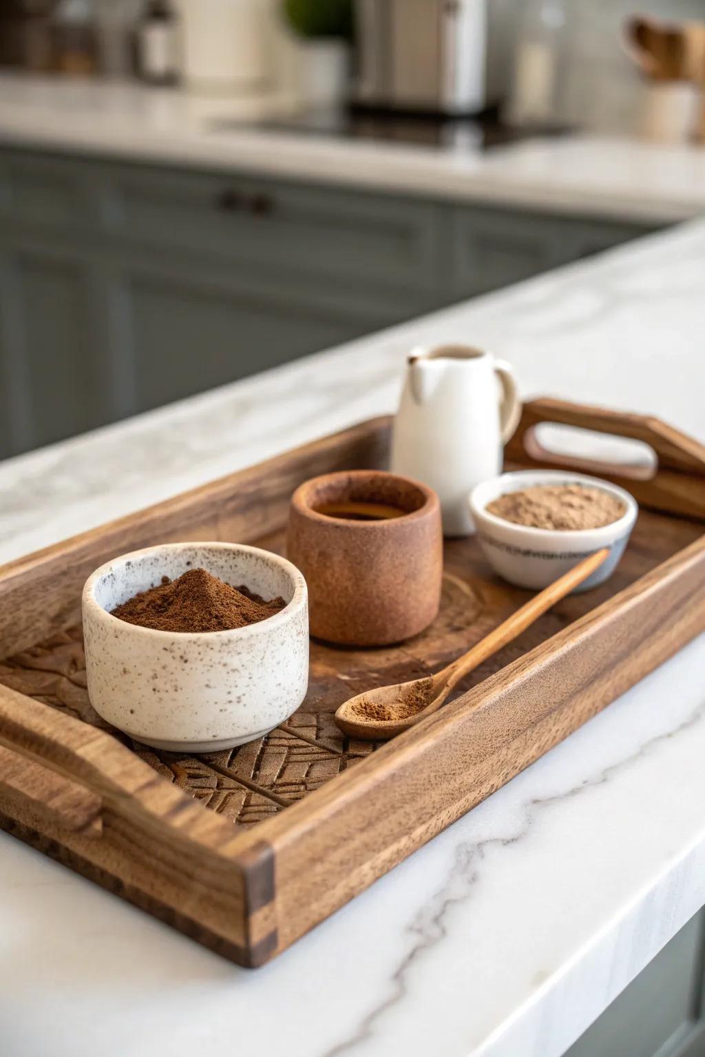 Discover the warmth of rustic elegance with this eco-friendly hot chocolate station centerpiece.