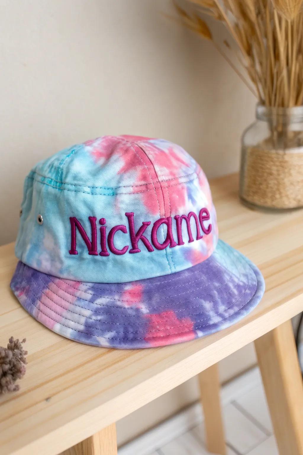 Elevate your style with a custom tie-dye hat that combines vibrant colors and personal flair.