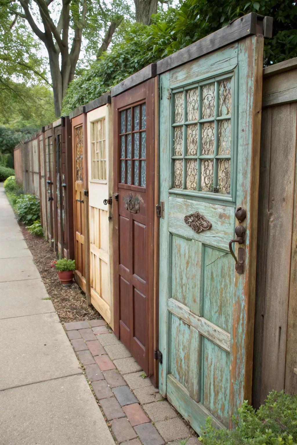 Transform salvaged doors into a one-of-a-kind fence that tells a story of creativity and craftsmanship.