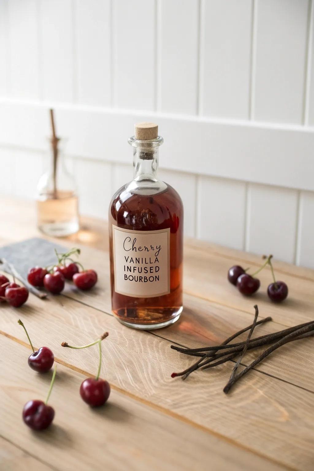 Indulge in the sweet allure of Cherry-Vanilla Bourbon, a perfect blend of elegance and flavor.