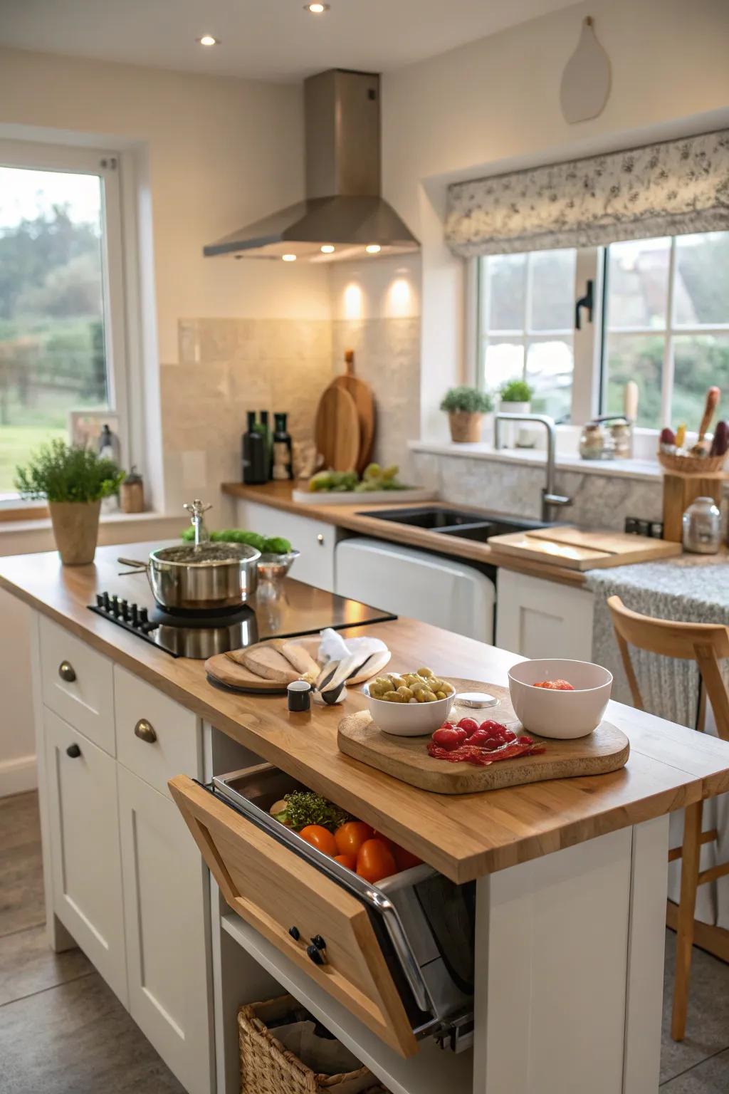 A pop-up counter extension adding hidden potential to your kitchen.