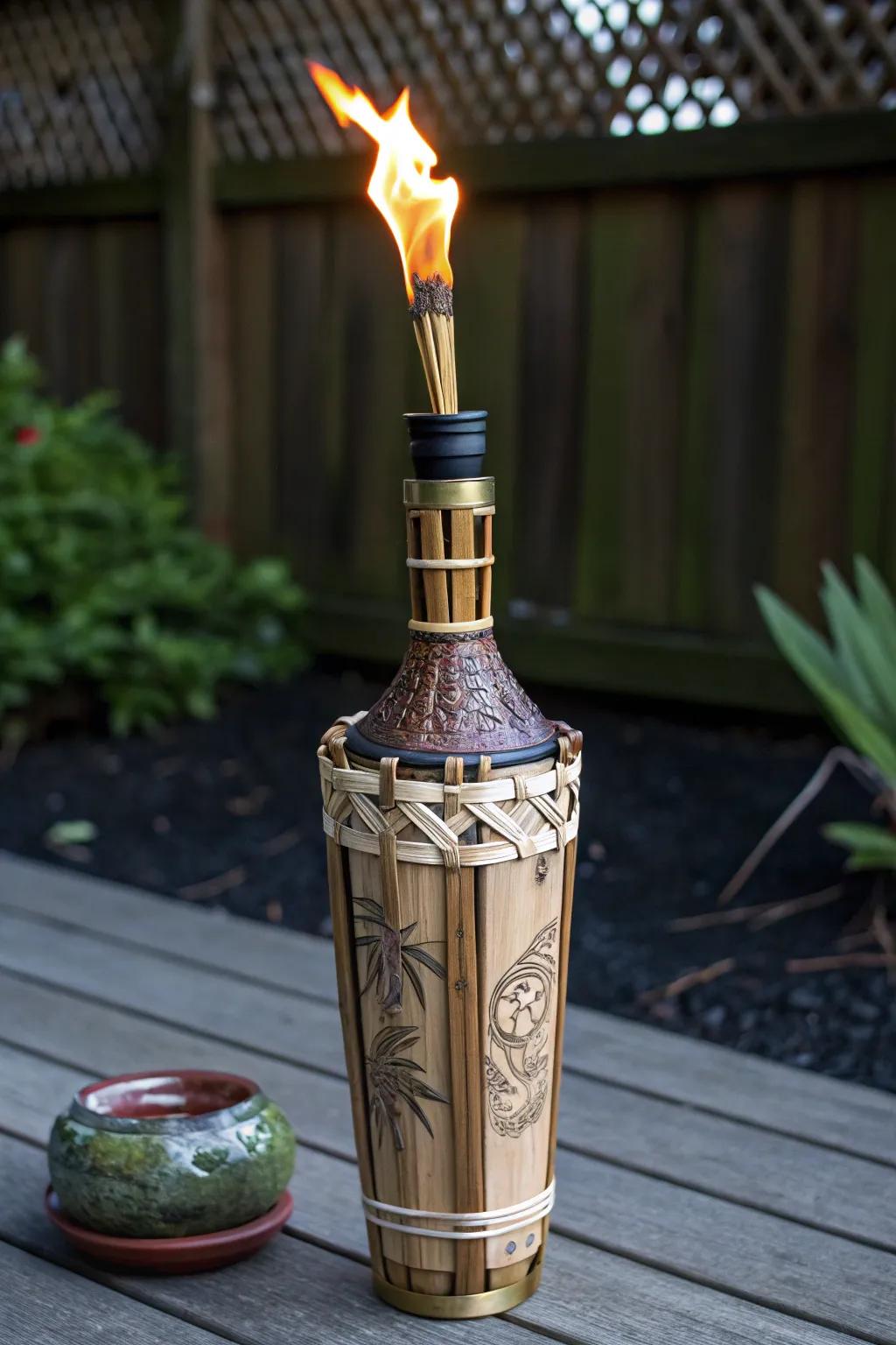 Light up your nights with handcrafted tiki torch elegance.