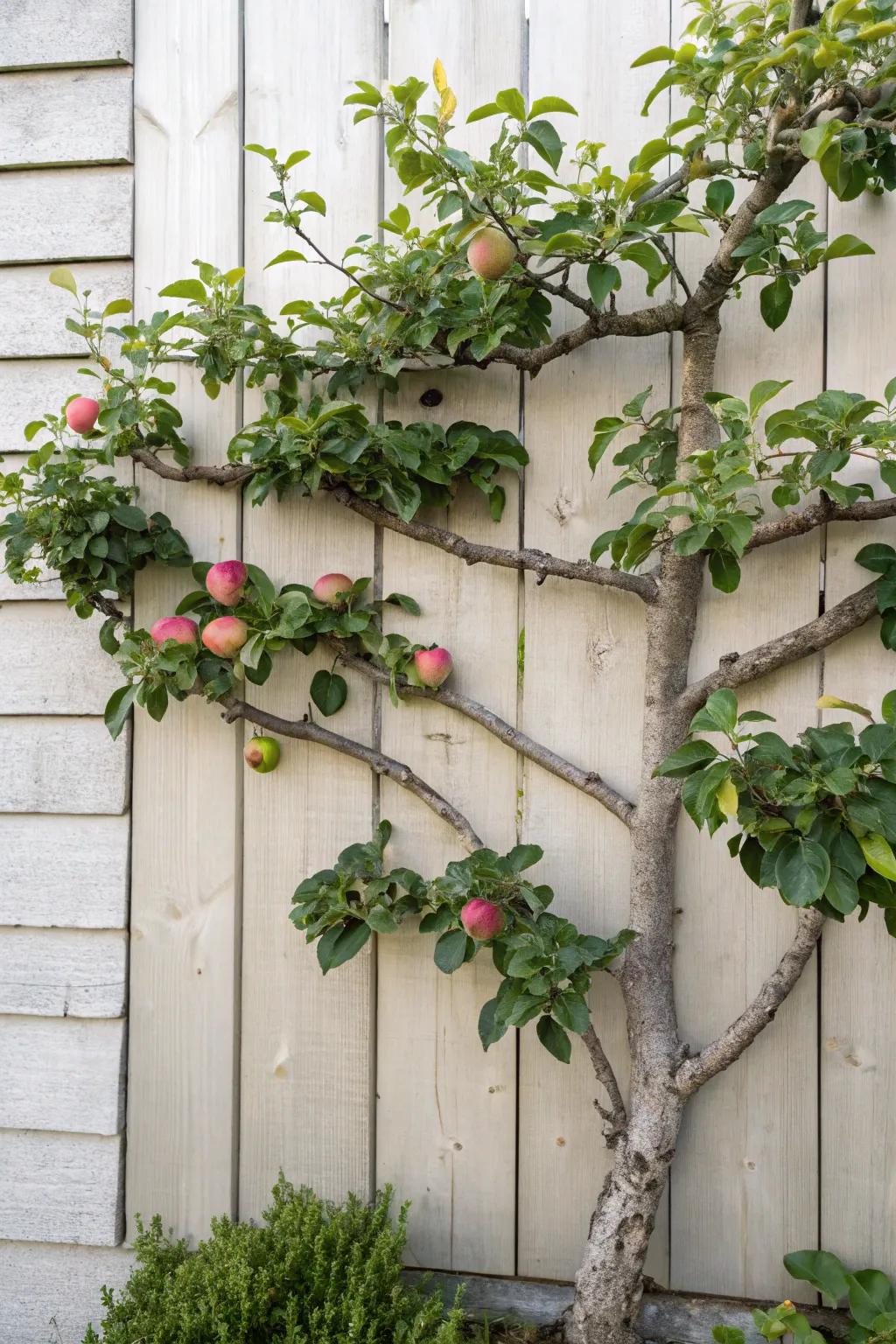 Nature's Artistry: The Perfect Blend of Form and Function in Espaliered Apple Trees.