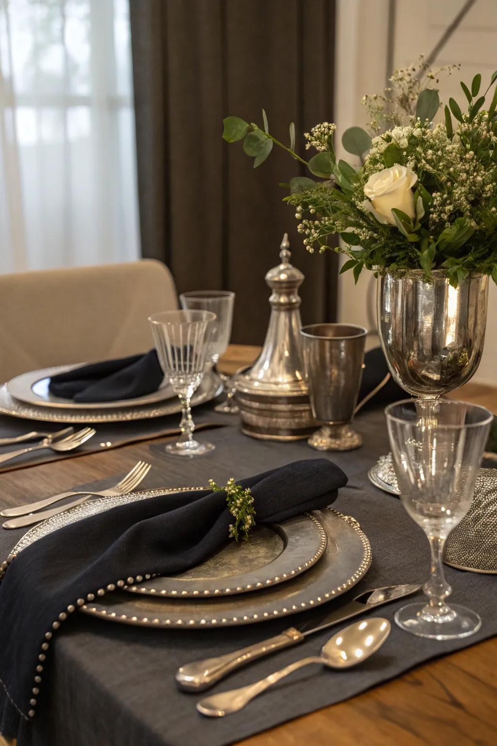 Stylish table settings complete the look.