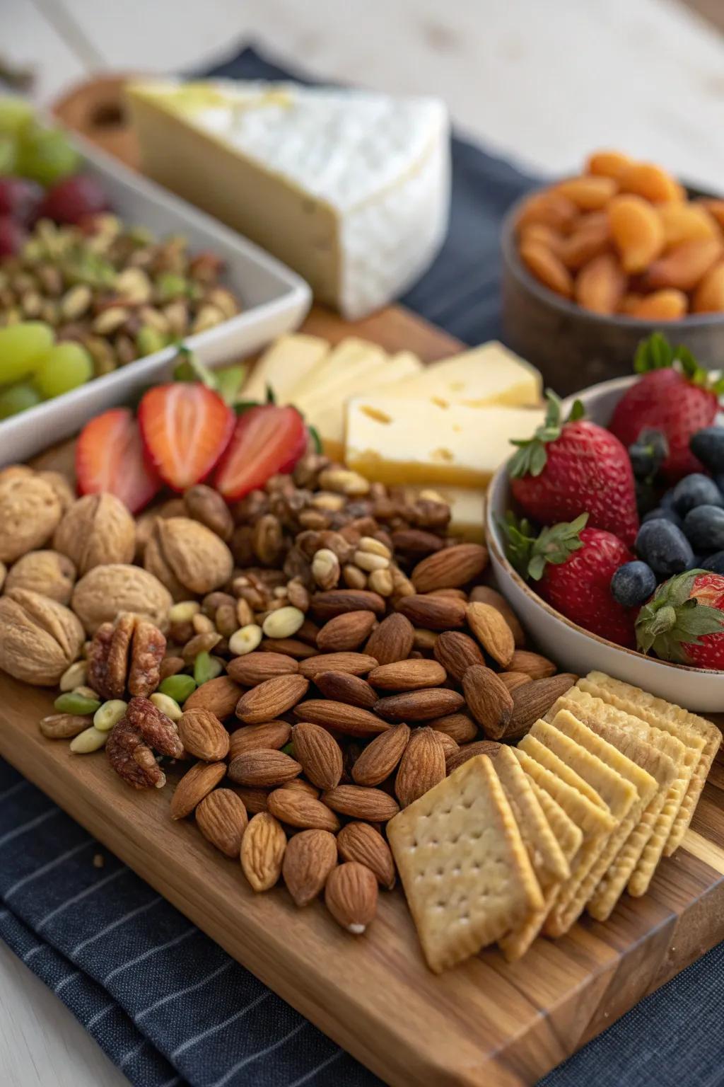 A variety of nuts adds texture and flavor to your board.